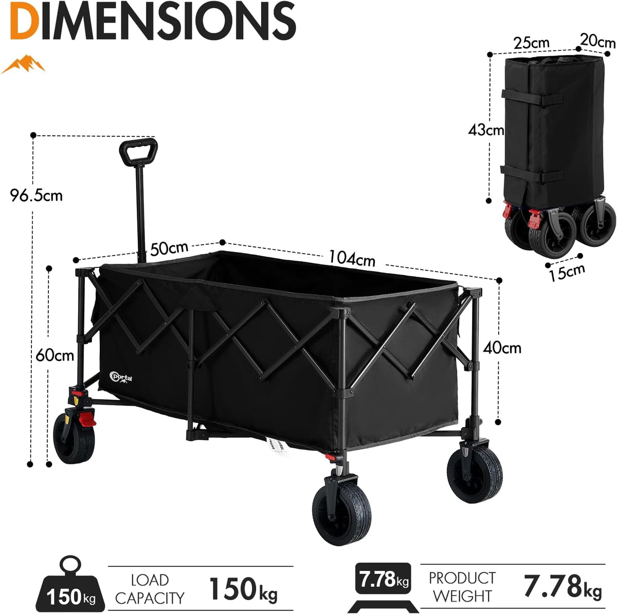 Festival Trolley 300L Heavy Duty Folding Beach Camping Wagon Portal Ultra-Fold