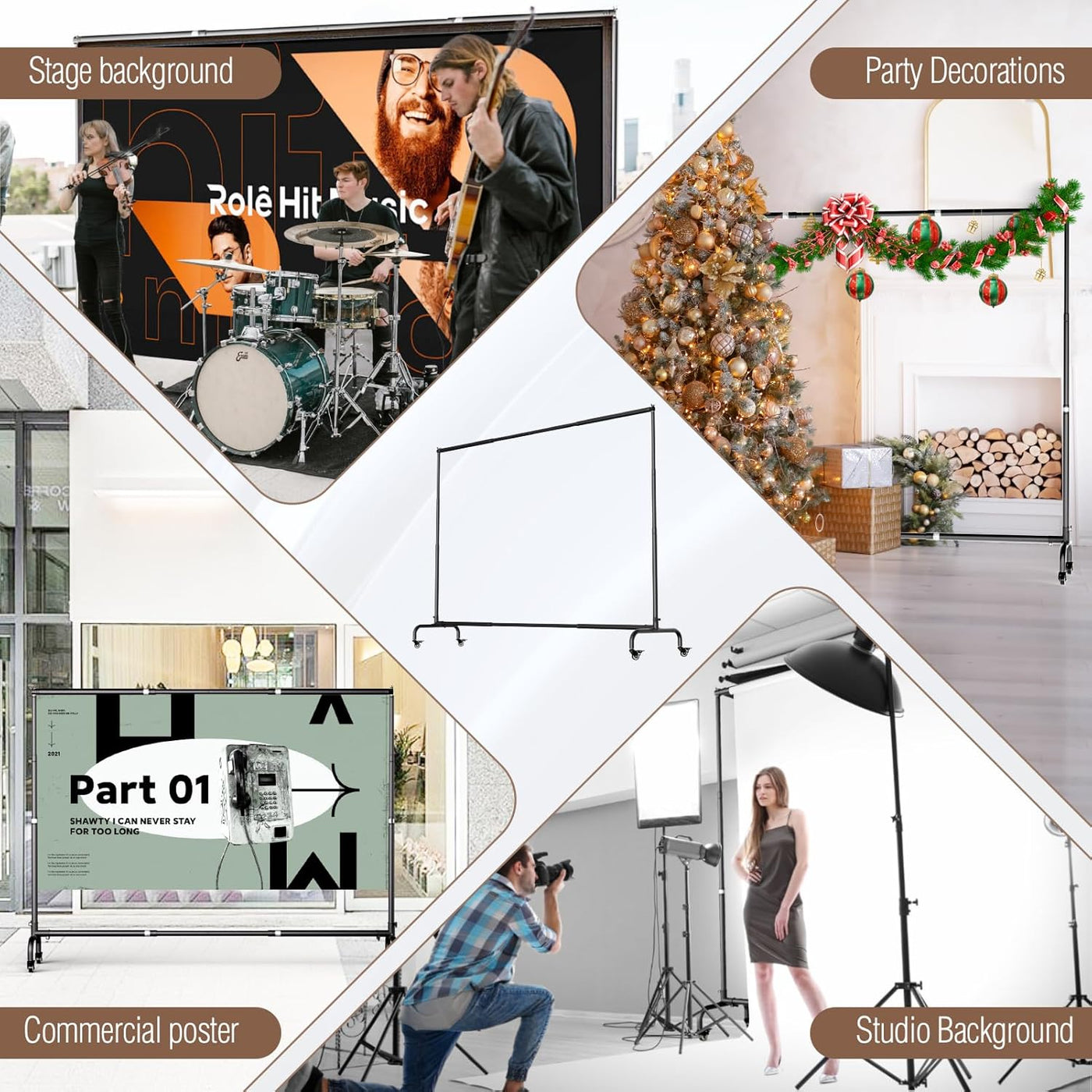 EMART 10x7.5ft Backdrop Stand with Wheels – Adjustable Photo Banner Frame