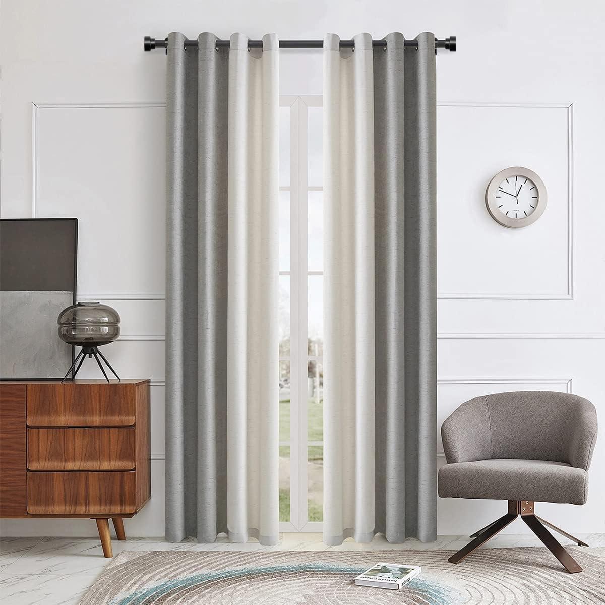 Adjustable Curtain Pole with Cap Finials, 110-210cm, Black - Massive Discounts