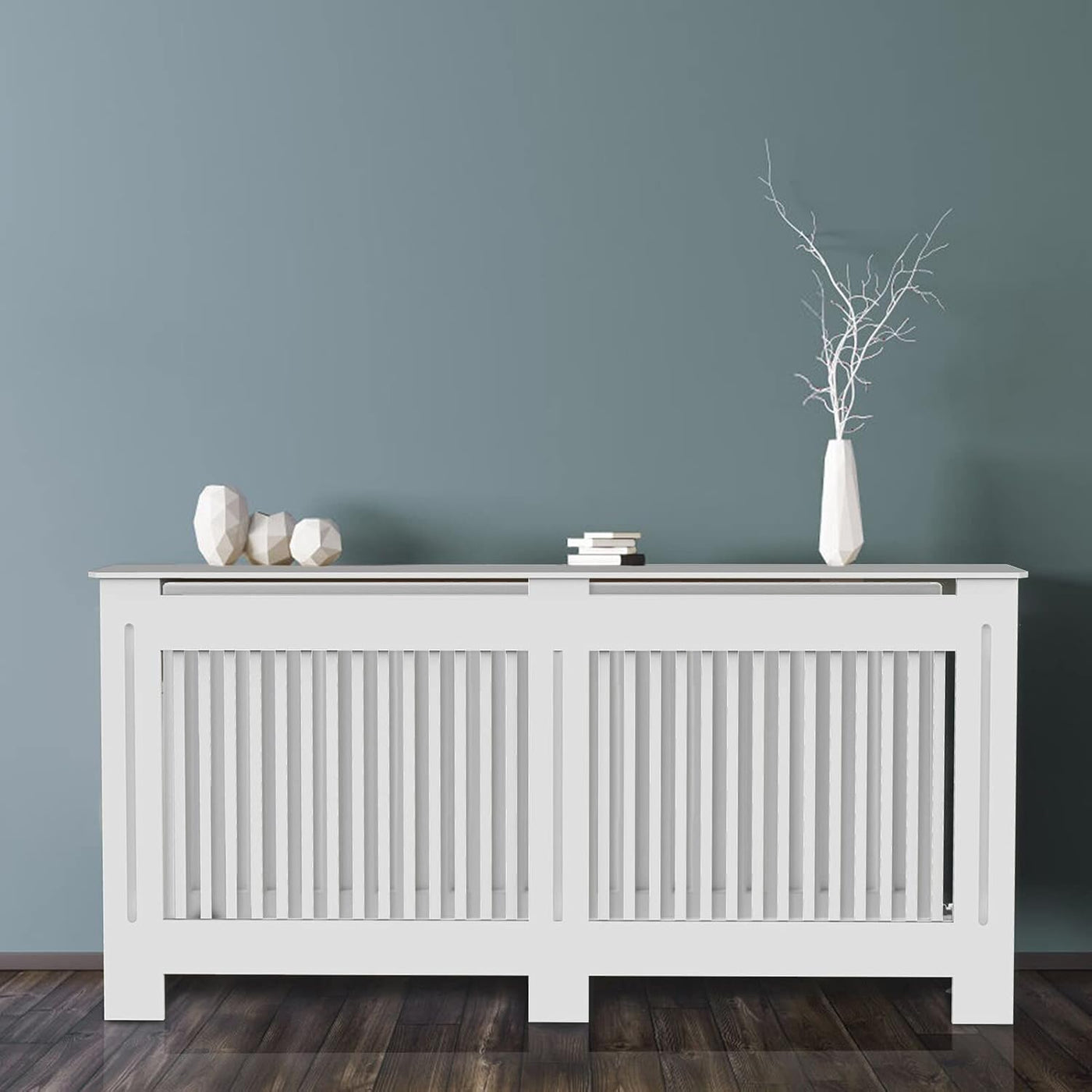 Large White High Radiator Cover Cabinet, 100cm Internal Height, Modern Design