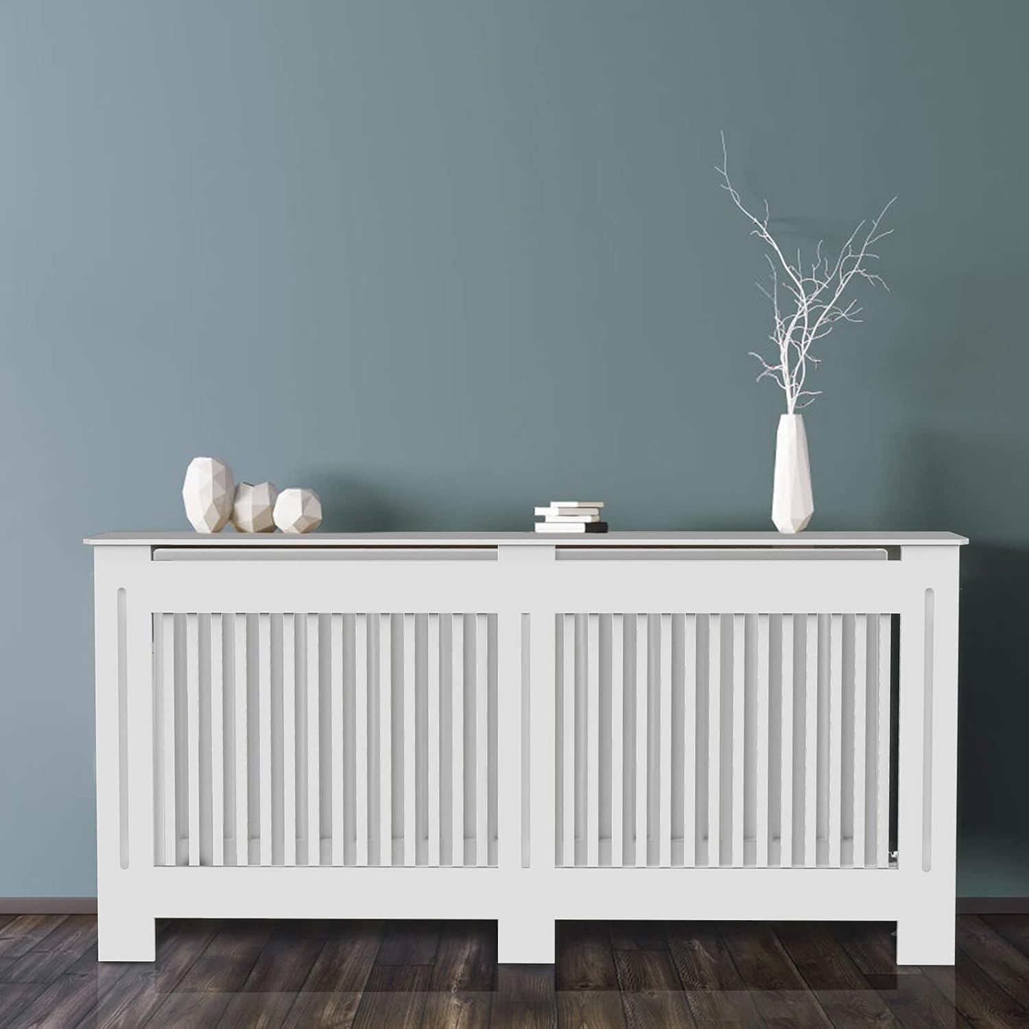 Large White High Radiator Cover Cabinet, 100cm Internal Height, Modern Design