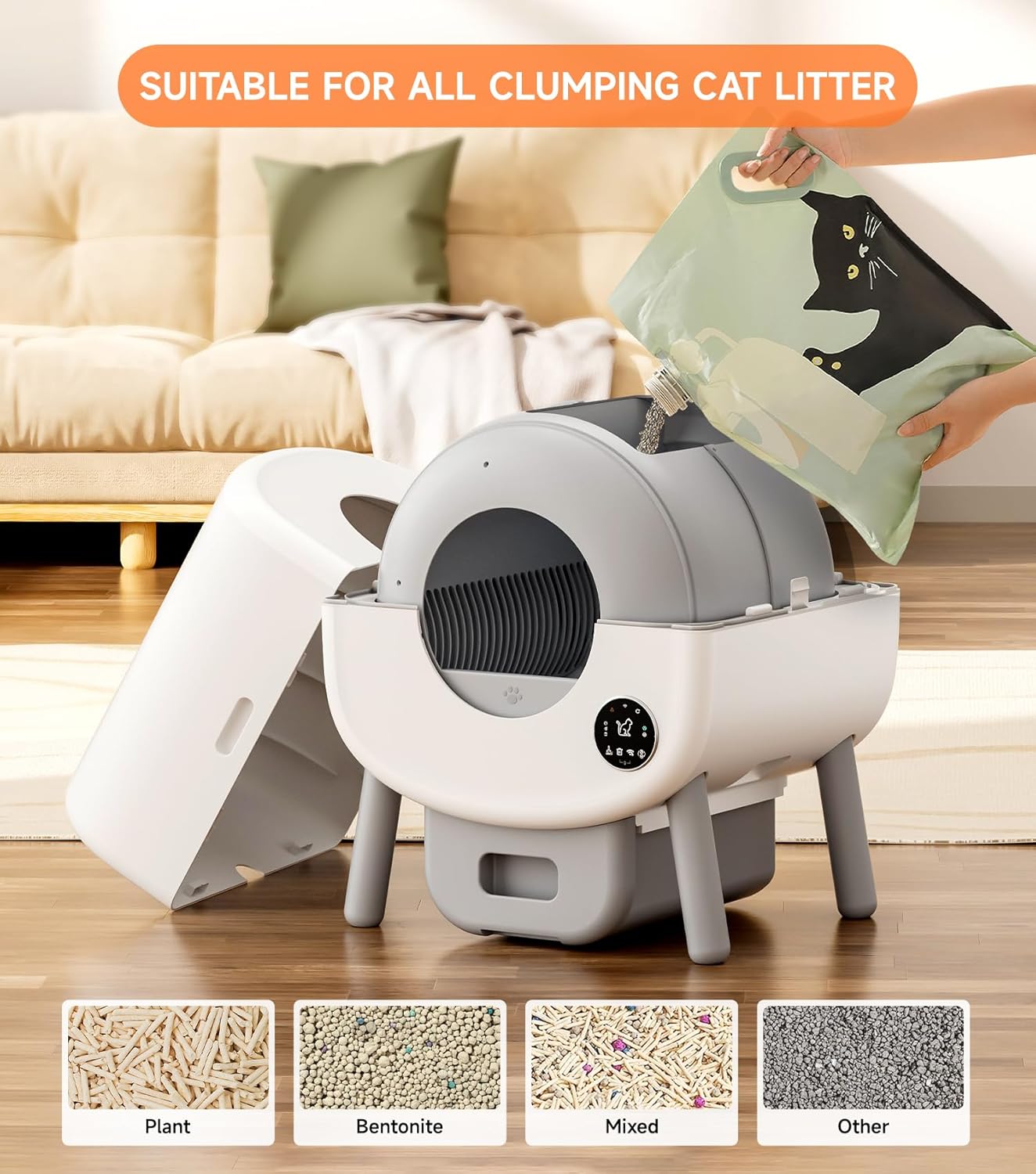 Self-Cleaning Cat Litter Box 76L with App Control & Odor Protection (Broken)
