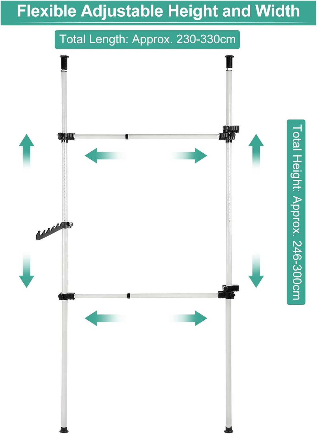 Adjustable stand with flexible height and width on a white background