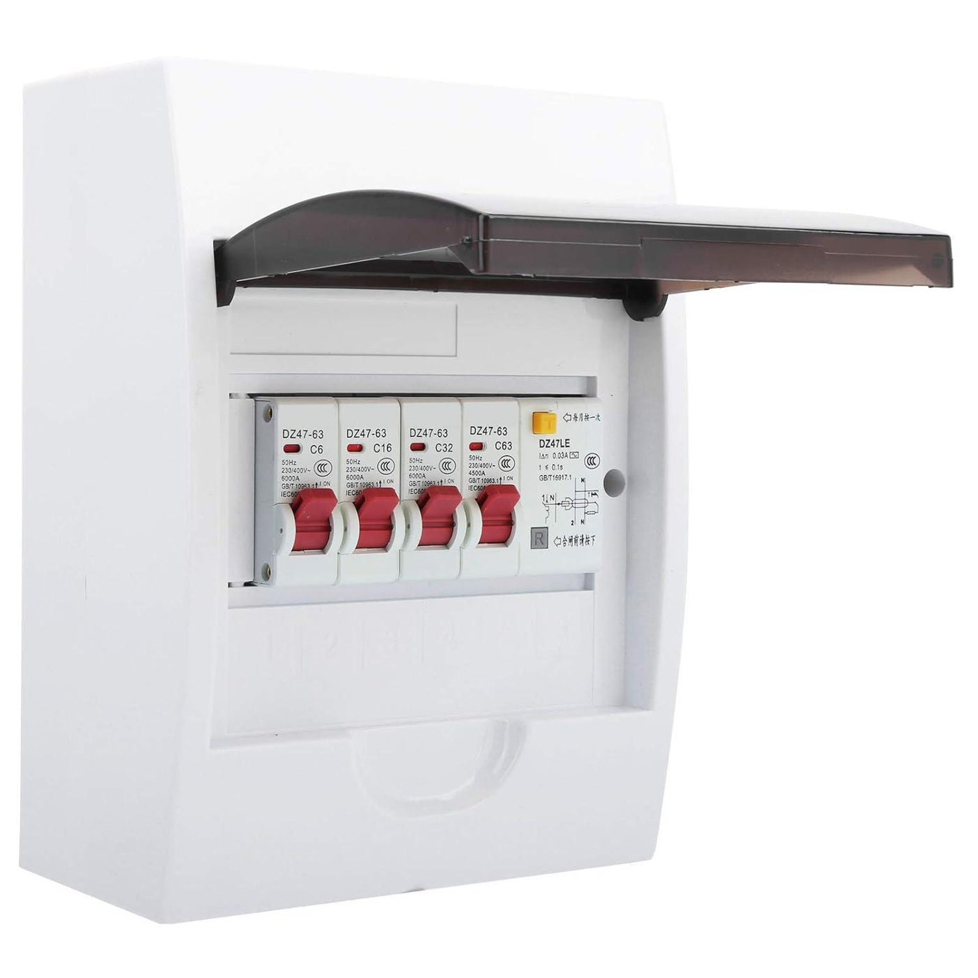 DEWIN 3-Way Fuse Box: 63A 30mA RCD + 3 MCBs (6A, 16A, 32A) 230/400V - Massive Discounts