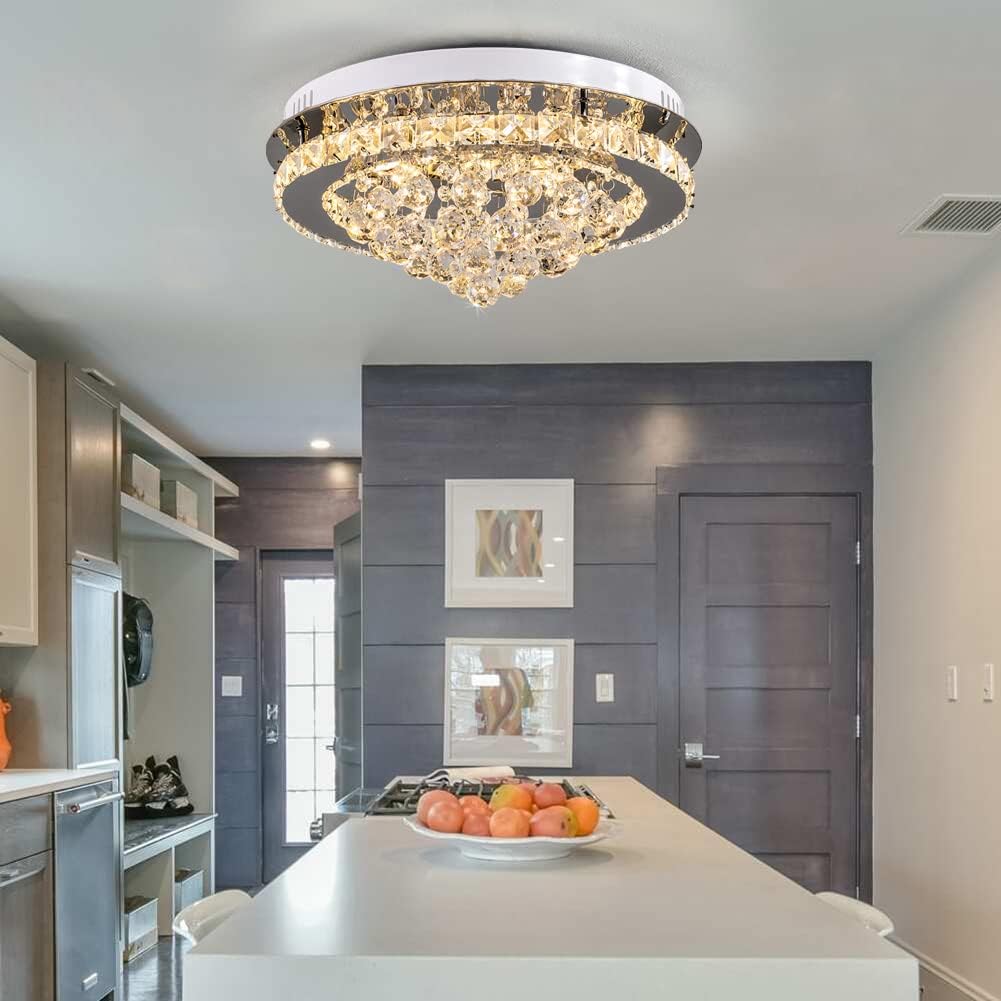 36W Dimmable Crystal LED Ceiling Light 40cm with Remote, 3000K-6000K