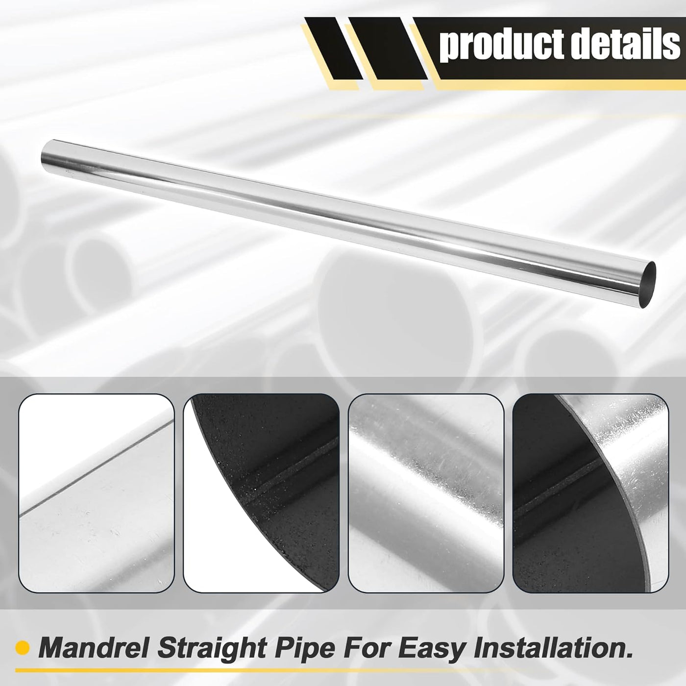 X AUTOHAUX Straight 2.25'' OD 45'' Length DIY Custom Mandrel Exhaust Pipe