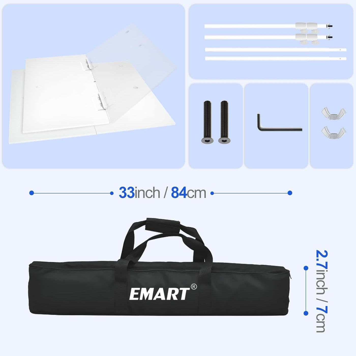 EMART Heavy Duty Backdrop Stand, 6.5x10ft, Steel Base, Adjustable, White