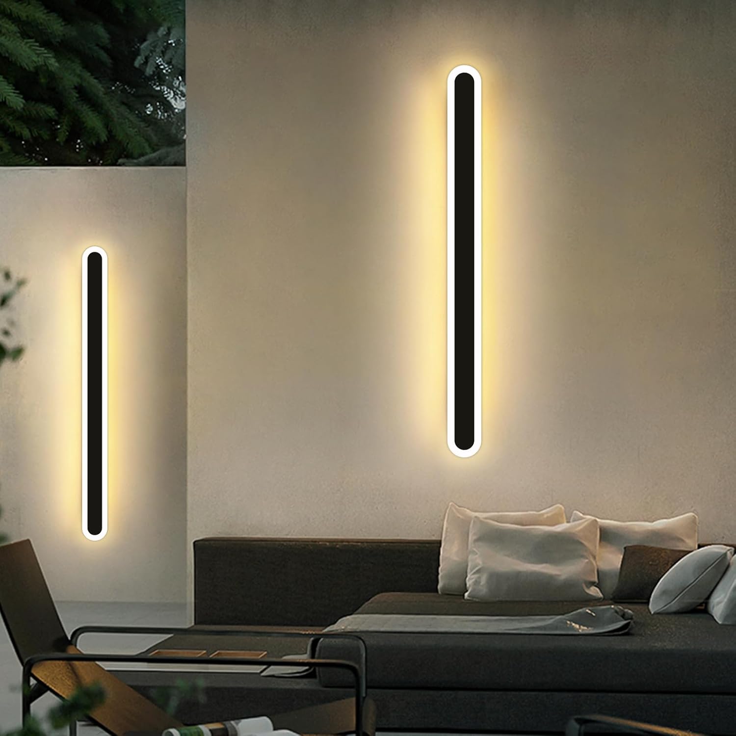 Mikeru 150CM IP65 Outdoor Wall Light 3000K Warm White Matt Black, Porch / Garden