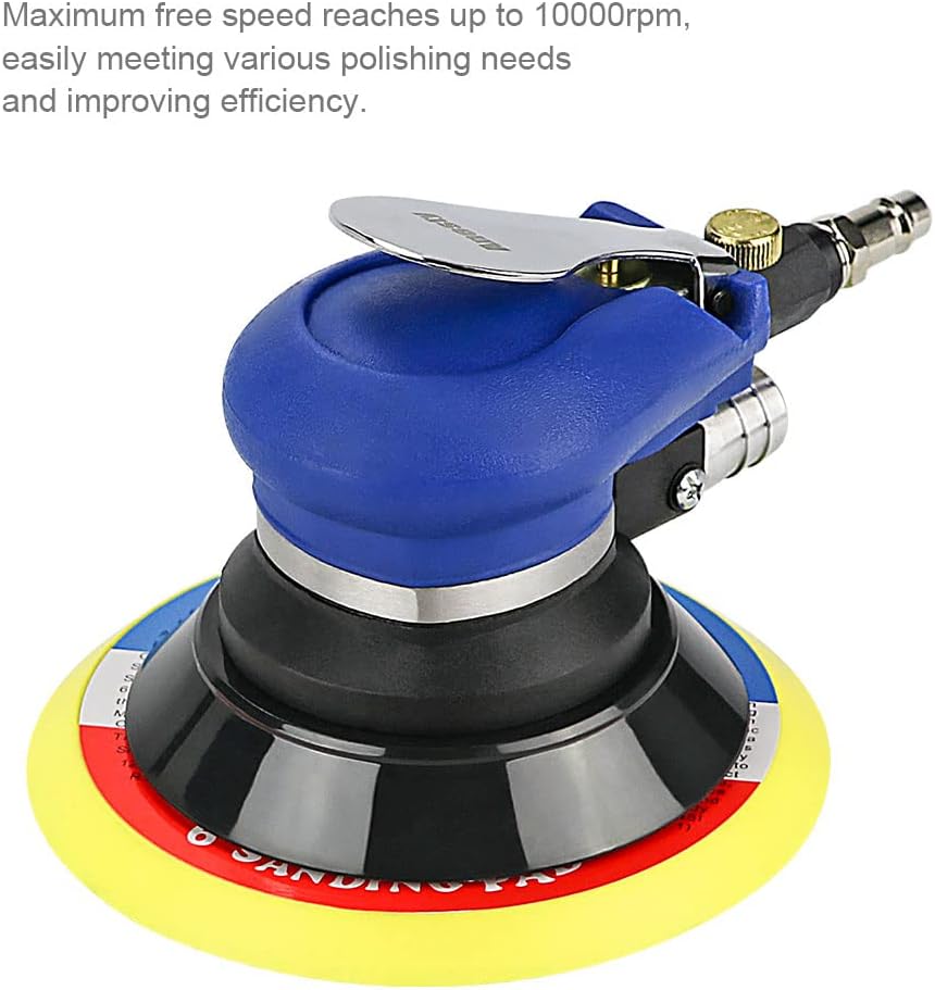 6in Air Random Orbital Sander, Dual Action with Dust Collection & Sandpapers