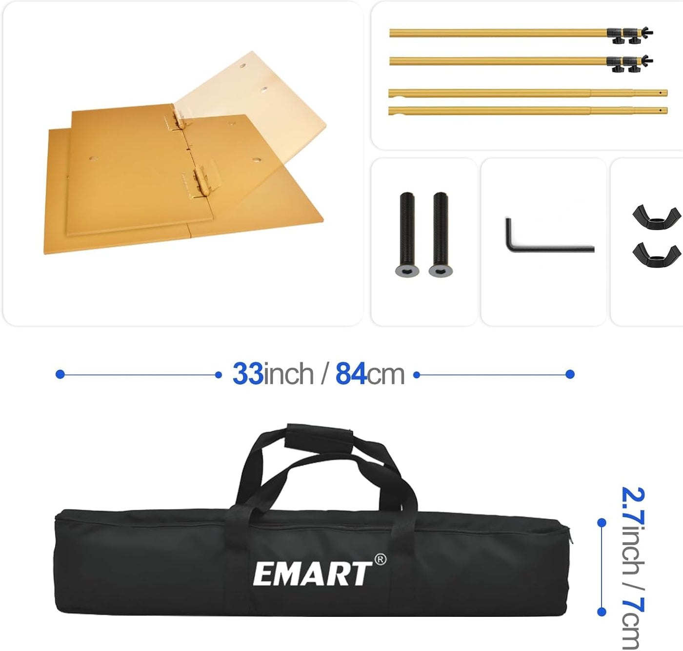 EMART Heavy Duty Backdrop Stand, 6.5x10ft, Adjustable, Steel Base, Gold