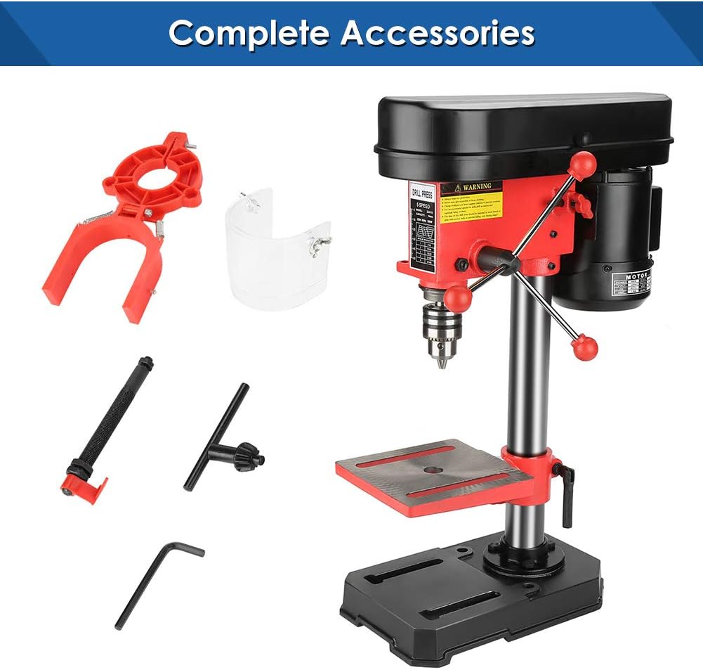 Mini Bench Drill Press 350W  5-Speed Pillar Drill with Cast Iron Base 220V