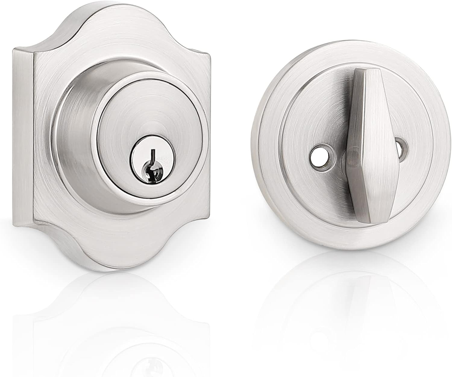 Probrico Satin Nickel Deadbolt - Vintage Security Door Lock with Key, 2 Pack