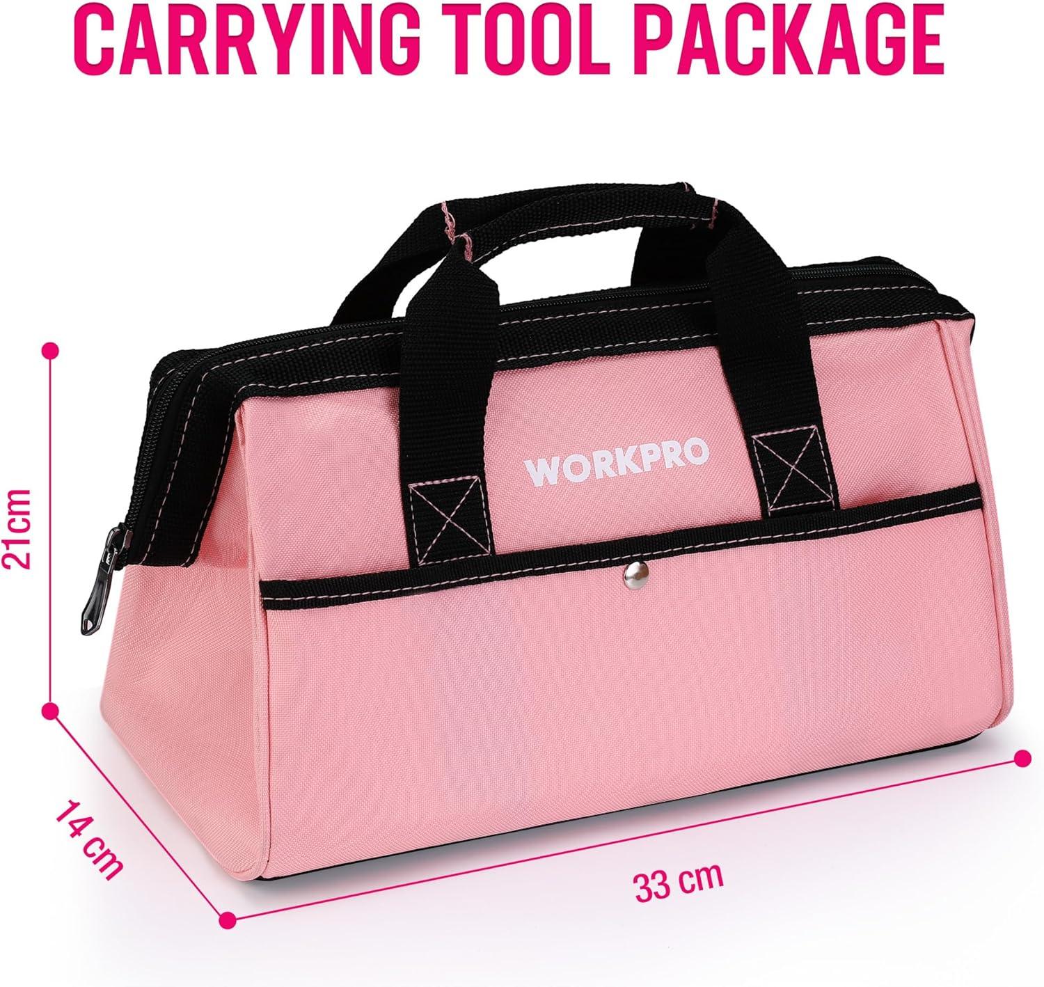 WORKPRO 74-Piece Tool Set with Cordless 3.7V Screwdriver Kit with Carrying Bag