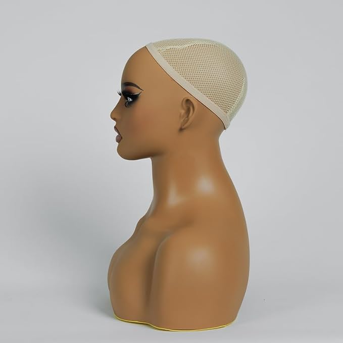 Mannequin Head with Shoulders PVC Wig Stand Bust for Hat Wigs Display