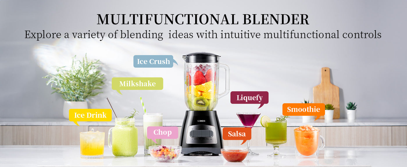 Blender 700W Smoothie Maker 1.5L Glass Jug 6 Blade 5 Speed Ice Drink GDOR