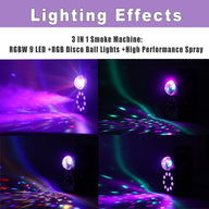 700W Fog Machine with Remote 9 RGB LED and Disco Ball Lights Uking - Massive Discounts