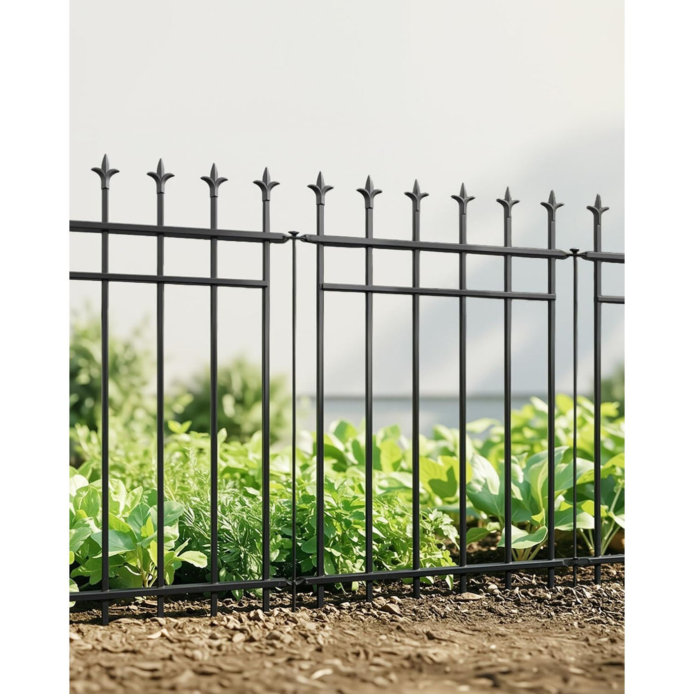 Metal Garden Fence 91cm 5 Pack Rustproof Landscape Animal Barrier Black ARIFARO