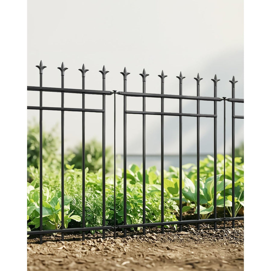 Metal Garden Fence 91cm 5 Pack Rustproof Landscape Animal Barrier Black ARIFARO