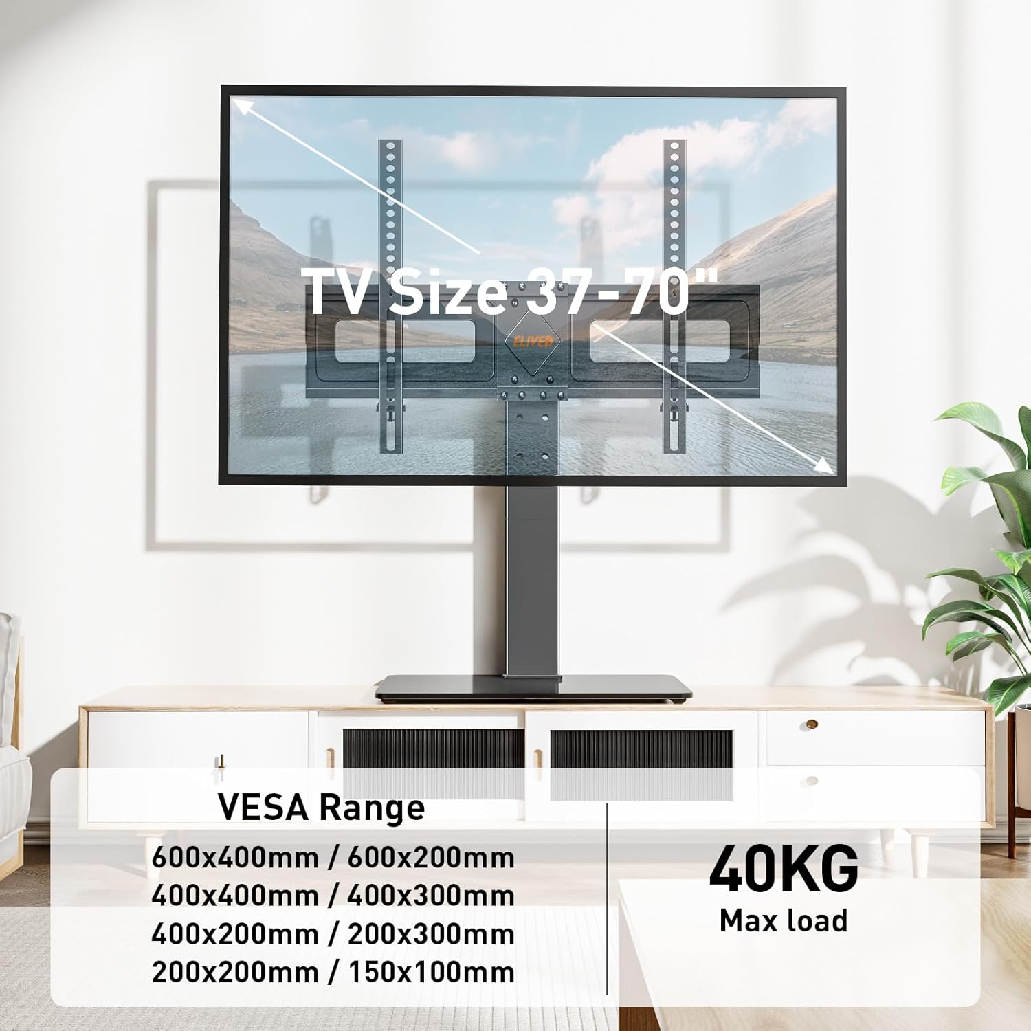 Swivel Table Top TV Stand 37-70 Inch Height Adjustable VESA ELIVED
