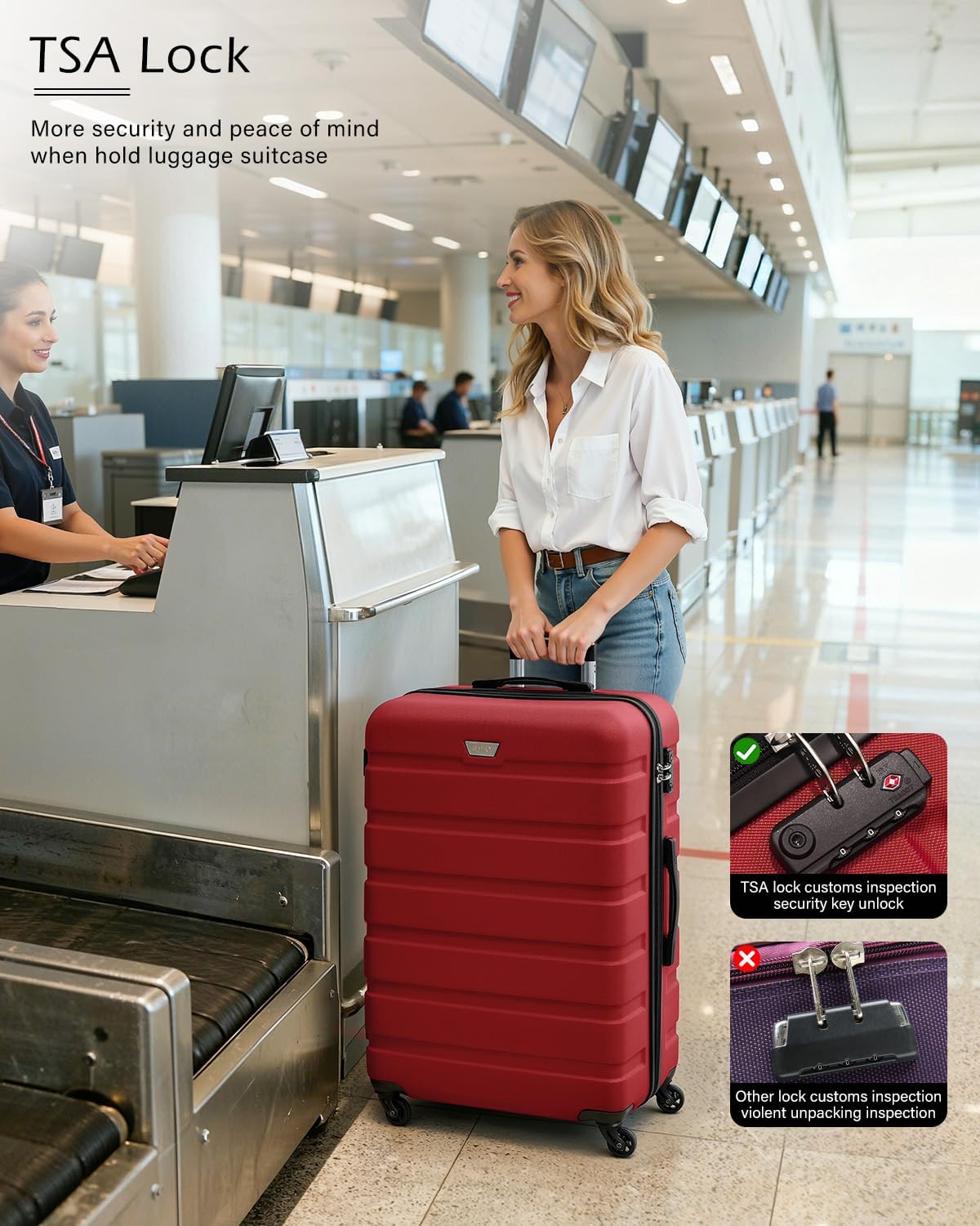 Carry On Suitcase 20 Inch ABS PC Hard Shell Cabin Luggage for EasyJet COOLIFE