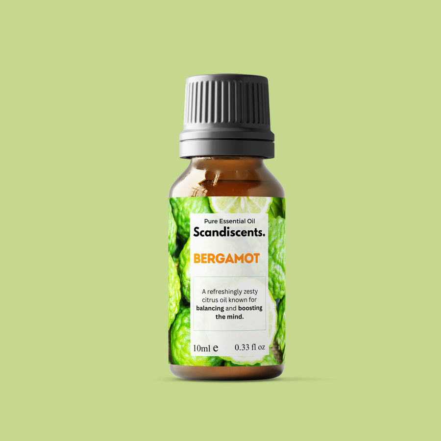 Scandiscent essential oil bottle on a green background