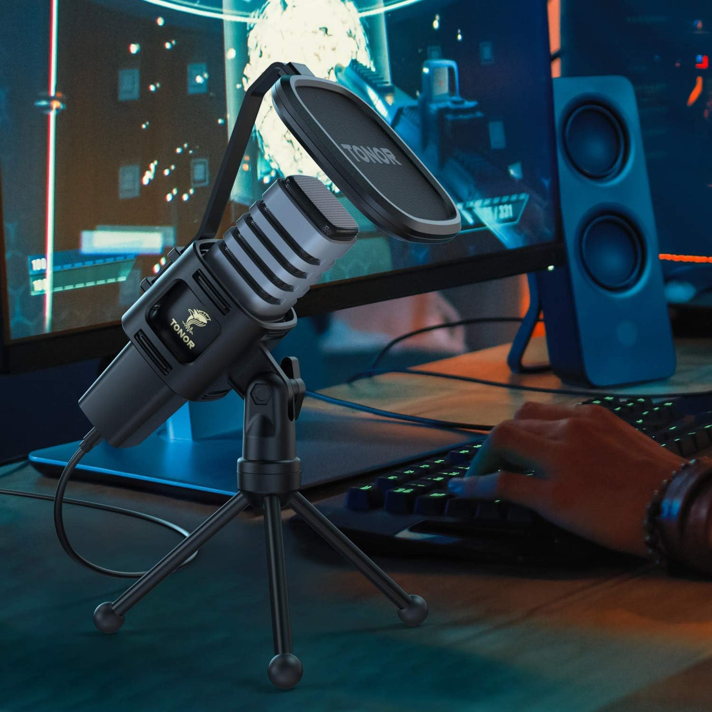 USB Microphone RGB Cardioid Condenser Gaming Podcast PC Mic TONOR Desktop