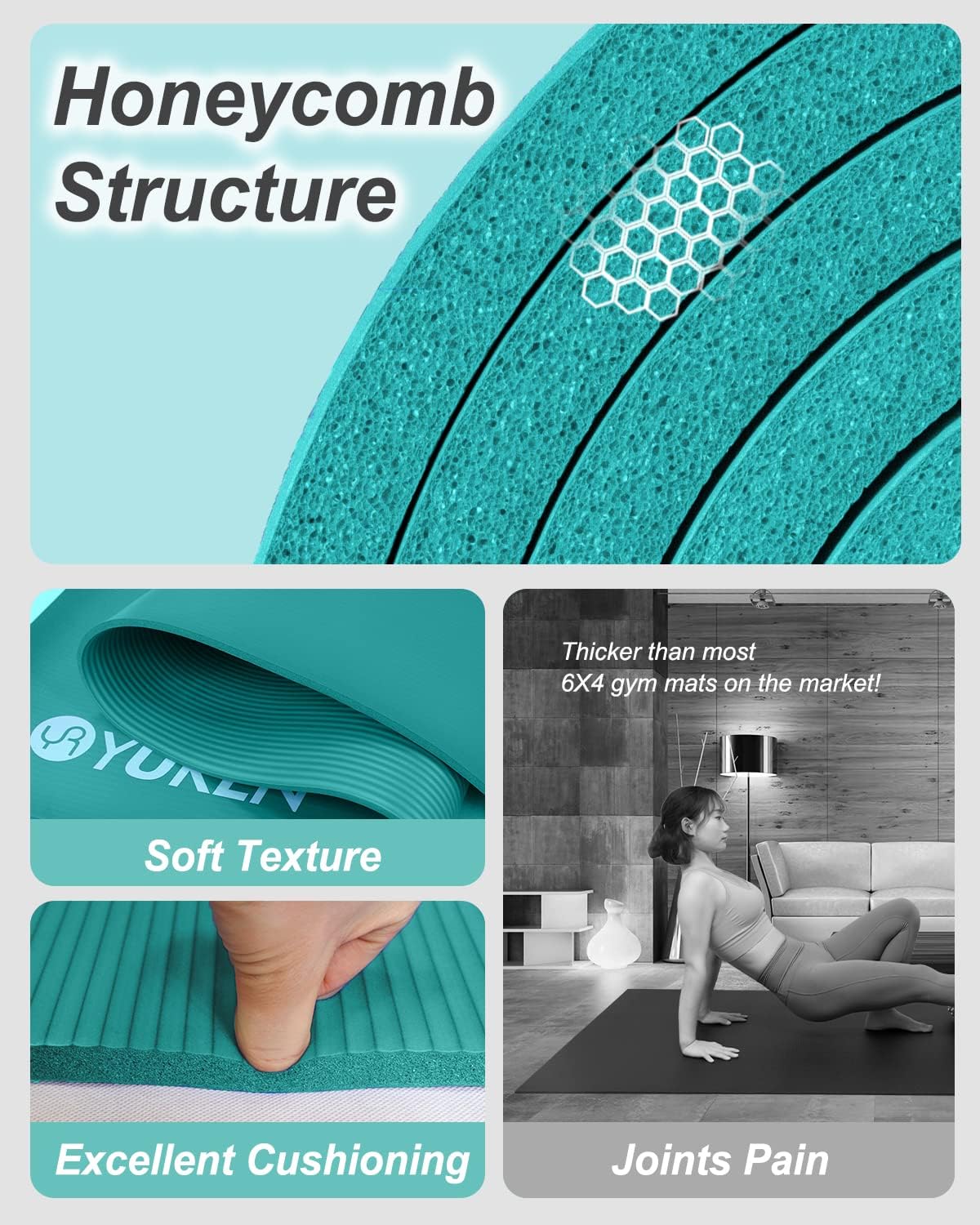 Yoga Mat Large 200x120cm 10mm Thick NBR Exercise Fitness RYTMAT