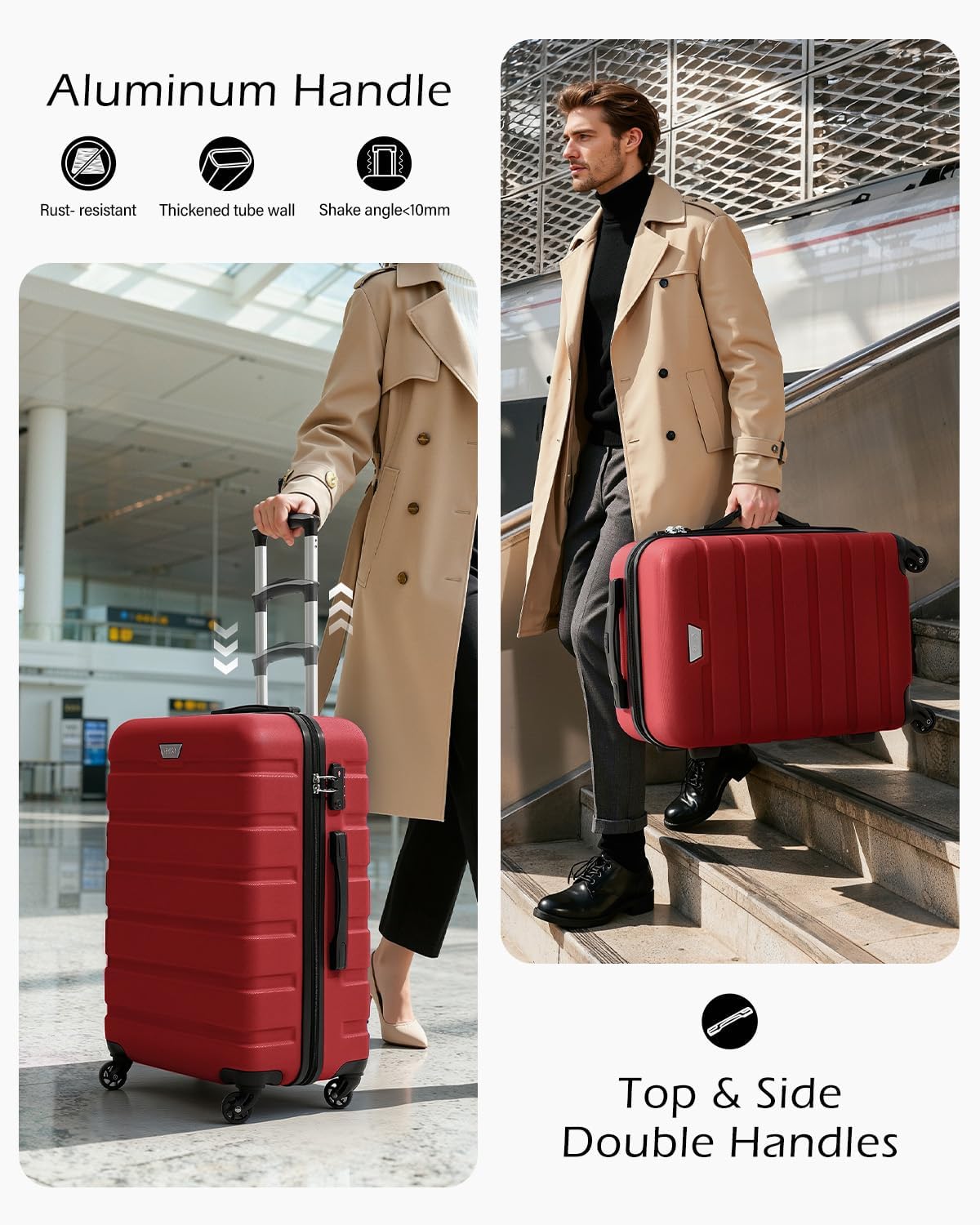 Carry On Suitcase 20 Inch ABS PC Hard Shell Cabin Luggage for EasyJet COOLIFE