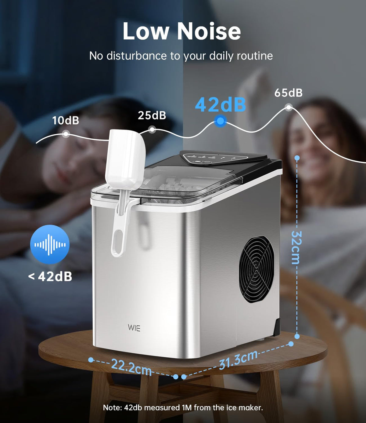 Ice Maker Machine 15KG/24H 6 Min Fast Ice 2L Water Tank Countertop WIE Portable