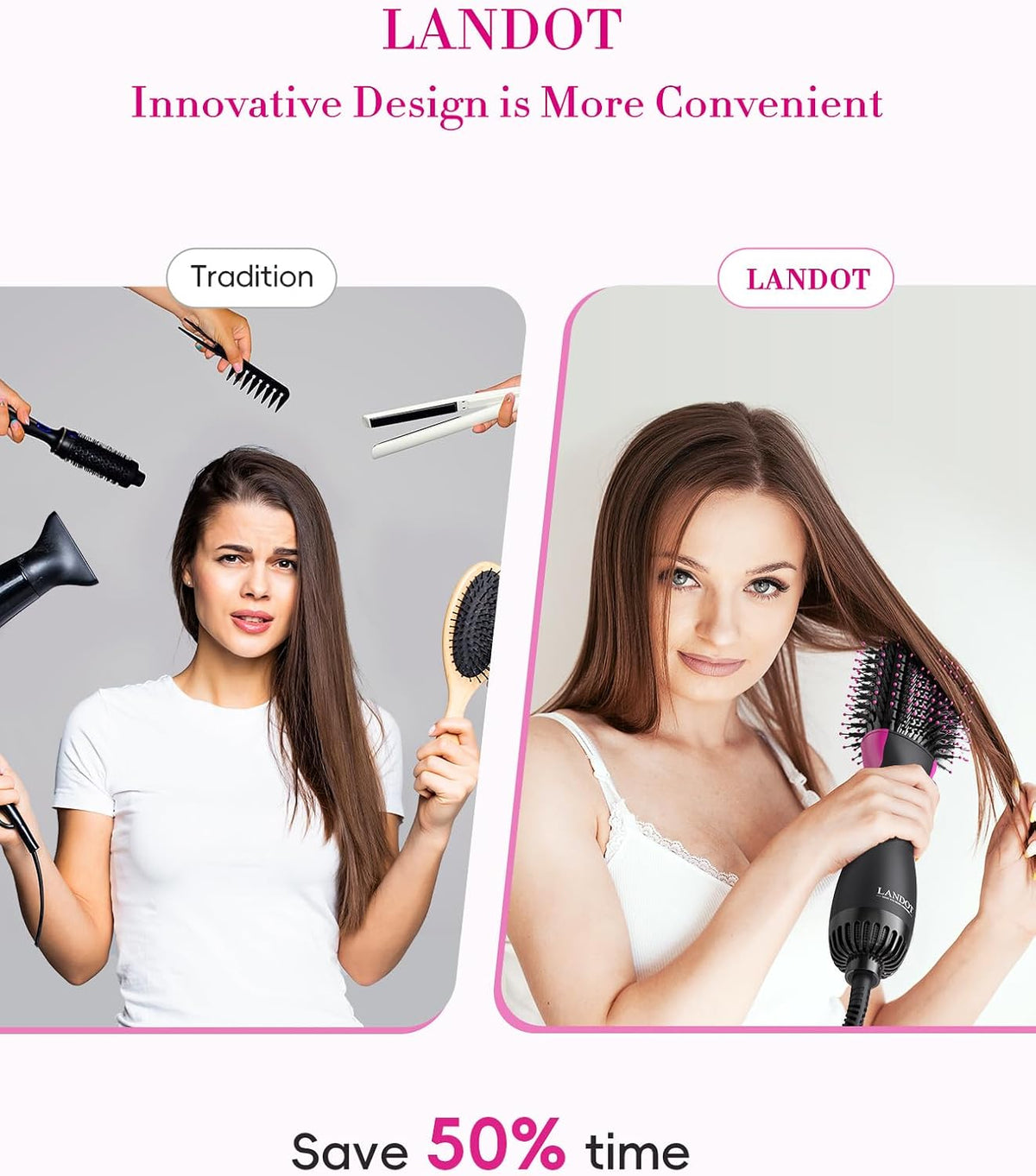 Hair Dryer Brush One Step Ionic Hot Air Styler Volumizer Blow Dry Styling Brush
