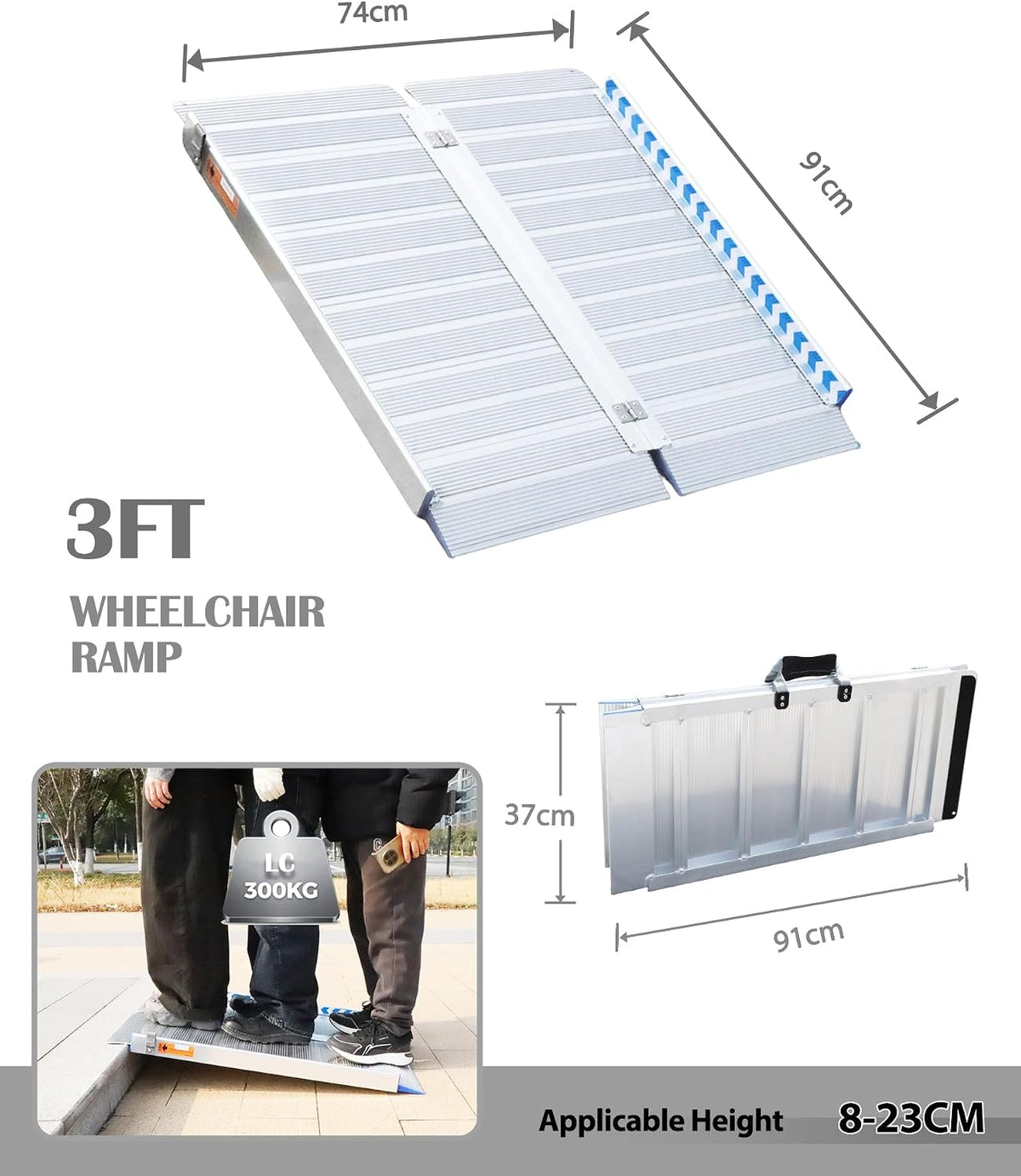 Wheelchair Ramp 3FT 91cm Portable Folding Mobility Access Ramp ANYBOY Lightweight
