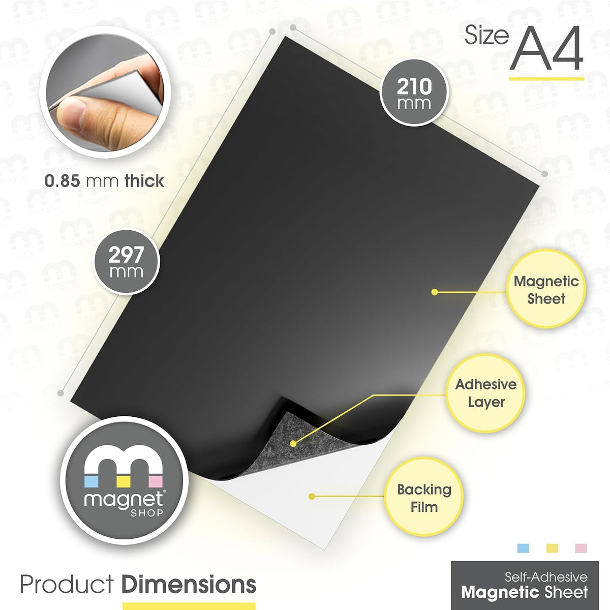 Magnetic Sheets Self-Adhesive A4 0.85mm Flexible Strong 10 Pack TMS