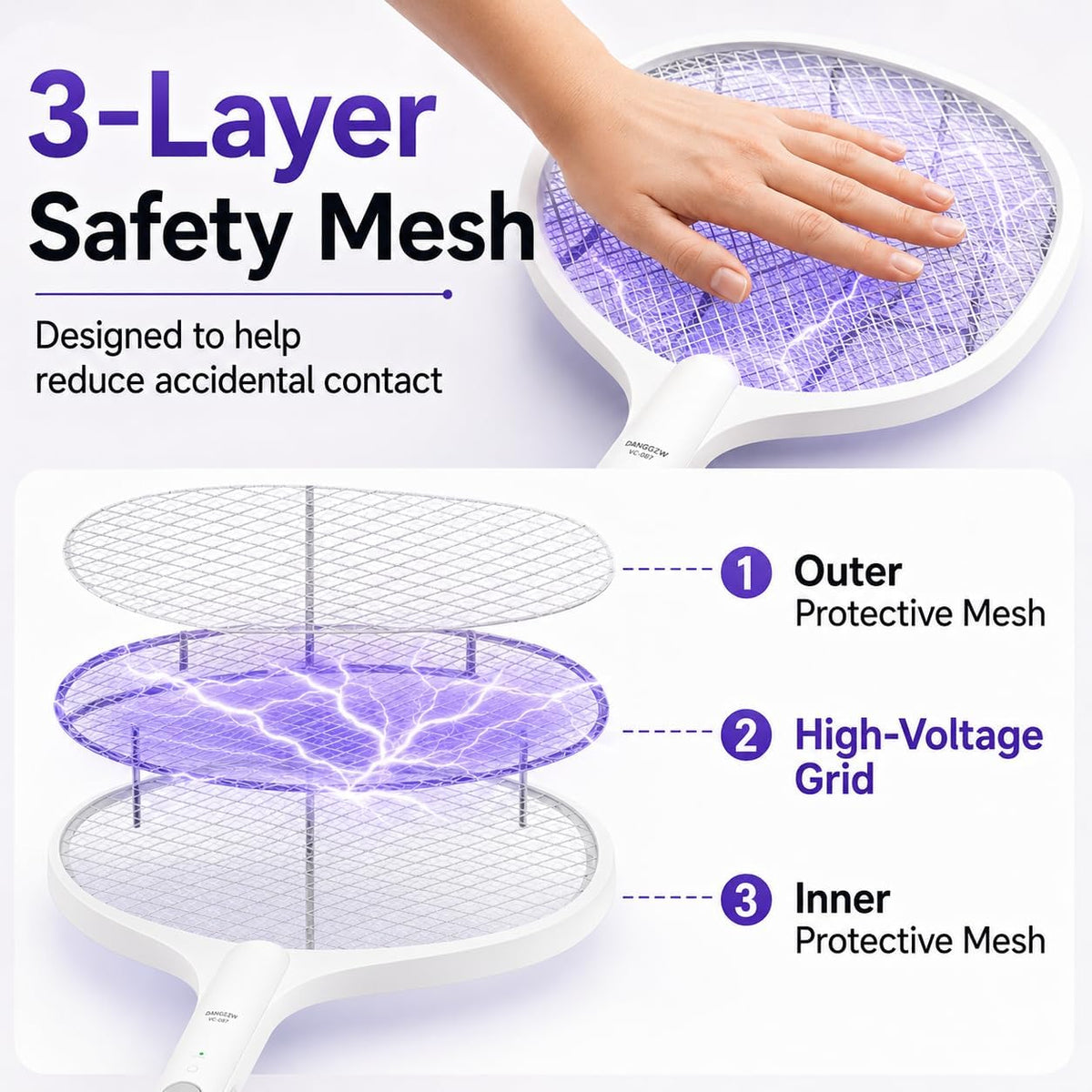 Electric Fly Zapper 4000V Rechargeable UV Light Insect Killer Trap DANGZW Indoor