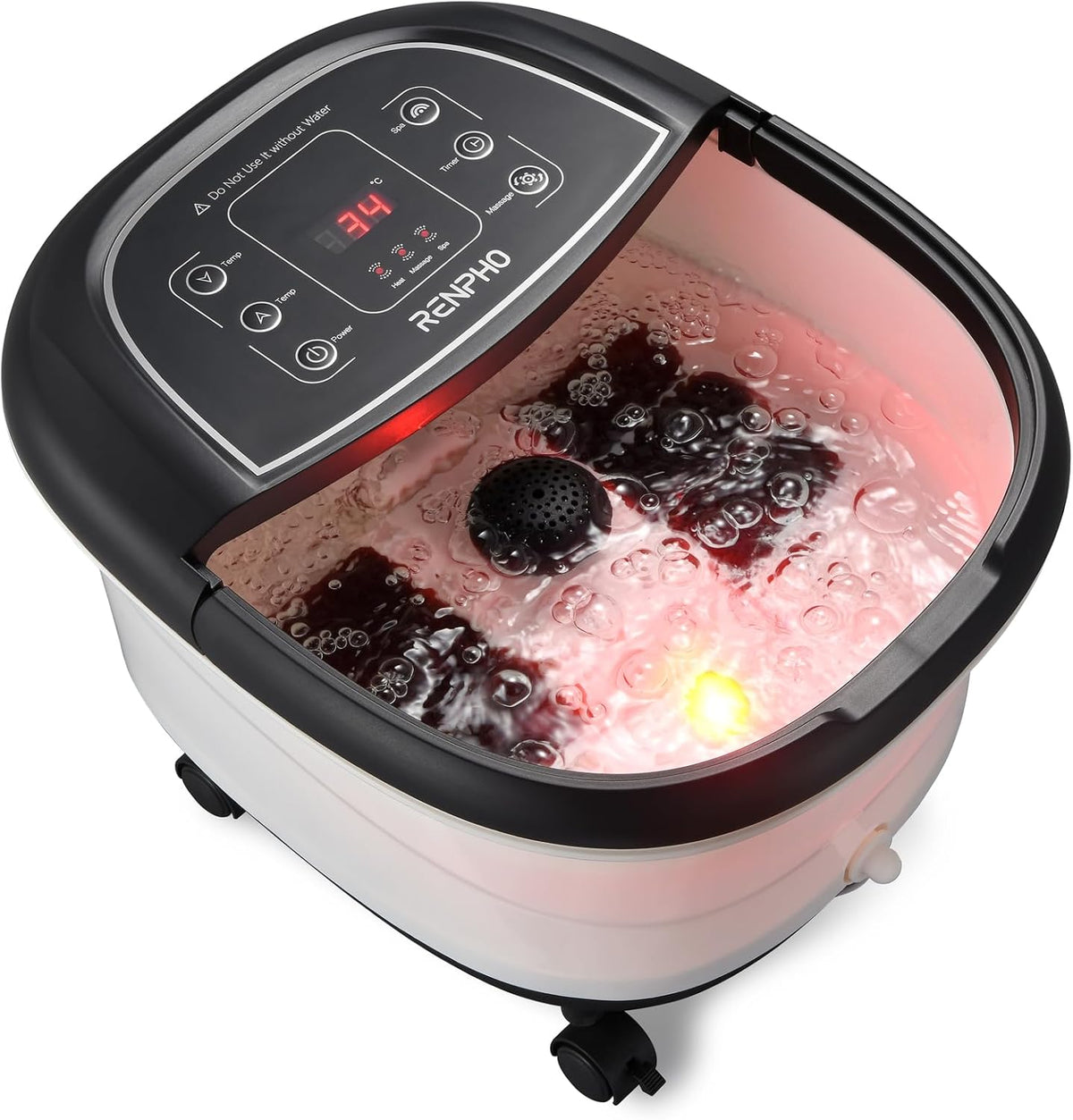 Foot Spa Massager with Heater Heated Foot Bath Relaxation Deep Black RENPHO