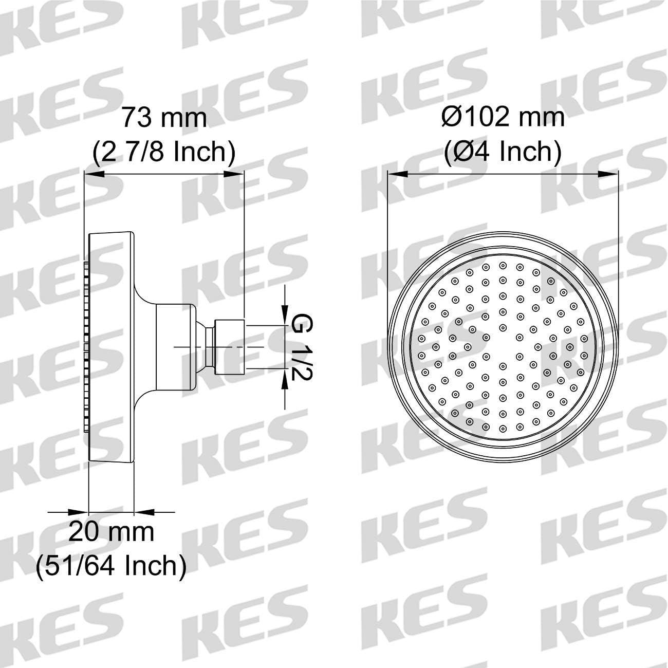 KES Fixed Shower Head 4-Inch Replacement Overhead Rainfall - Massive Discounts