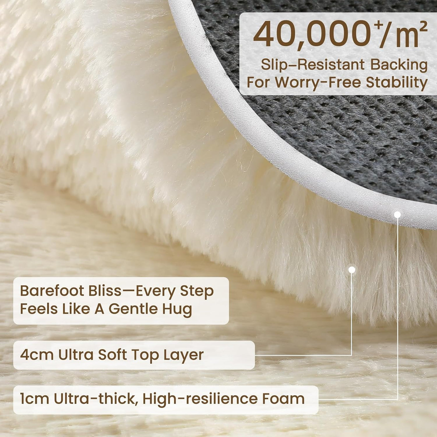 Large Shaggy Rug 240x340cm Cream Soft Living Room Bedroom Carpet Sour Lemon