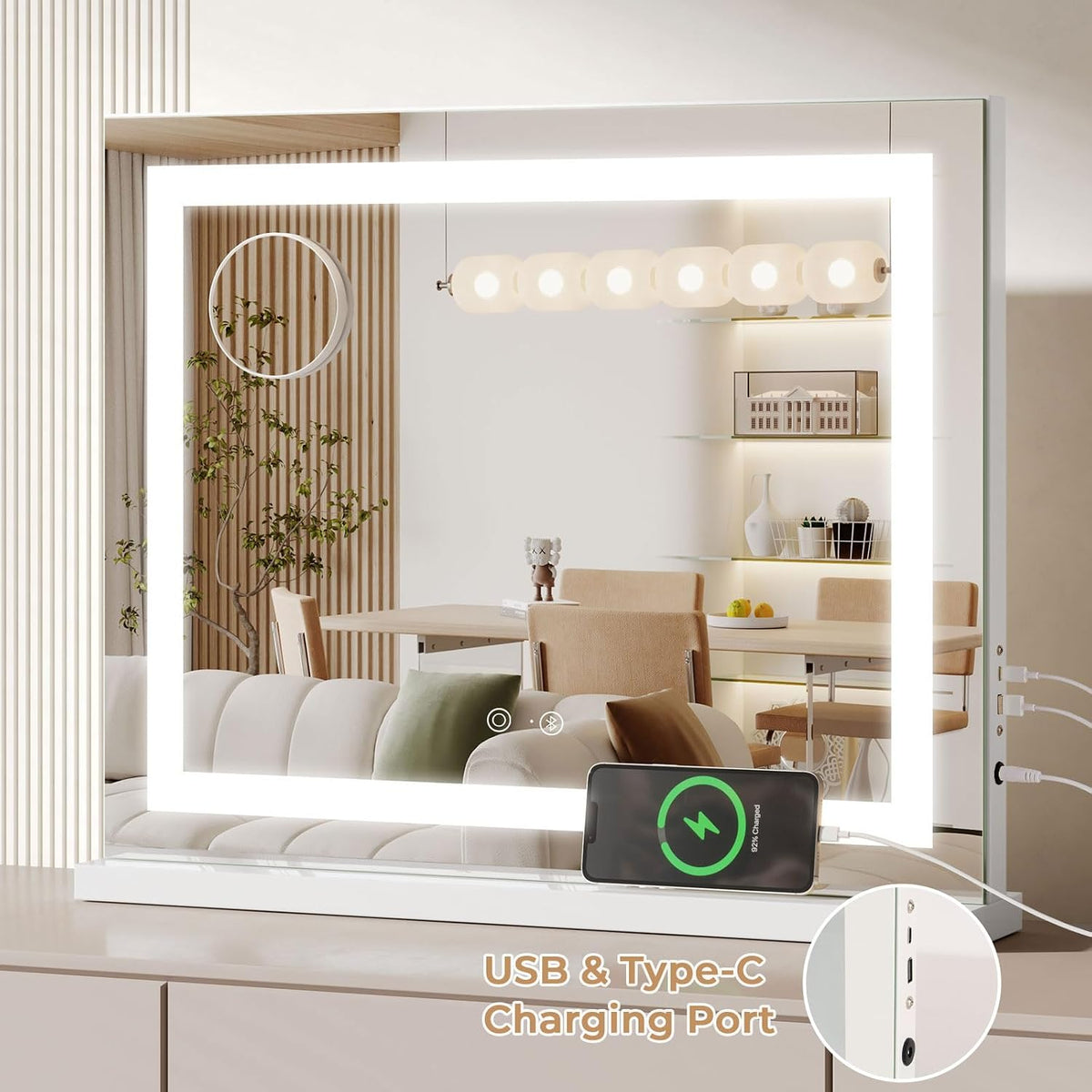 Hollywood Vanity Mirror 58x48cm Bluetooth LED Strip Light White Dripex Makeup
