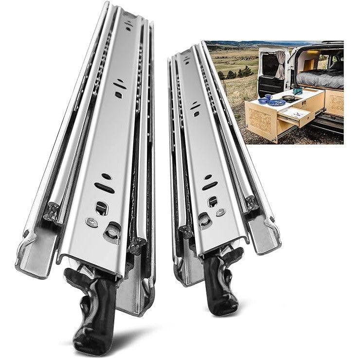 Drawer Runners 32 inch Heavy Duty with Lock 68KG Load 800mm Extension - Massive Discounts