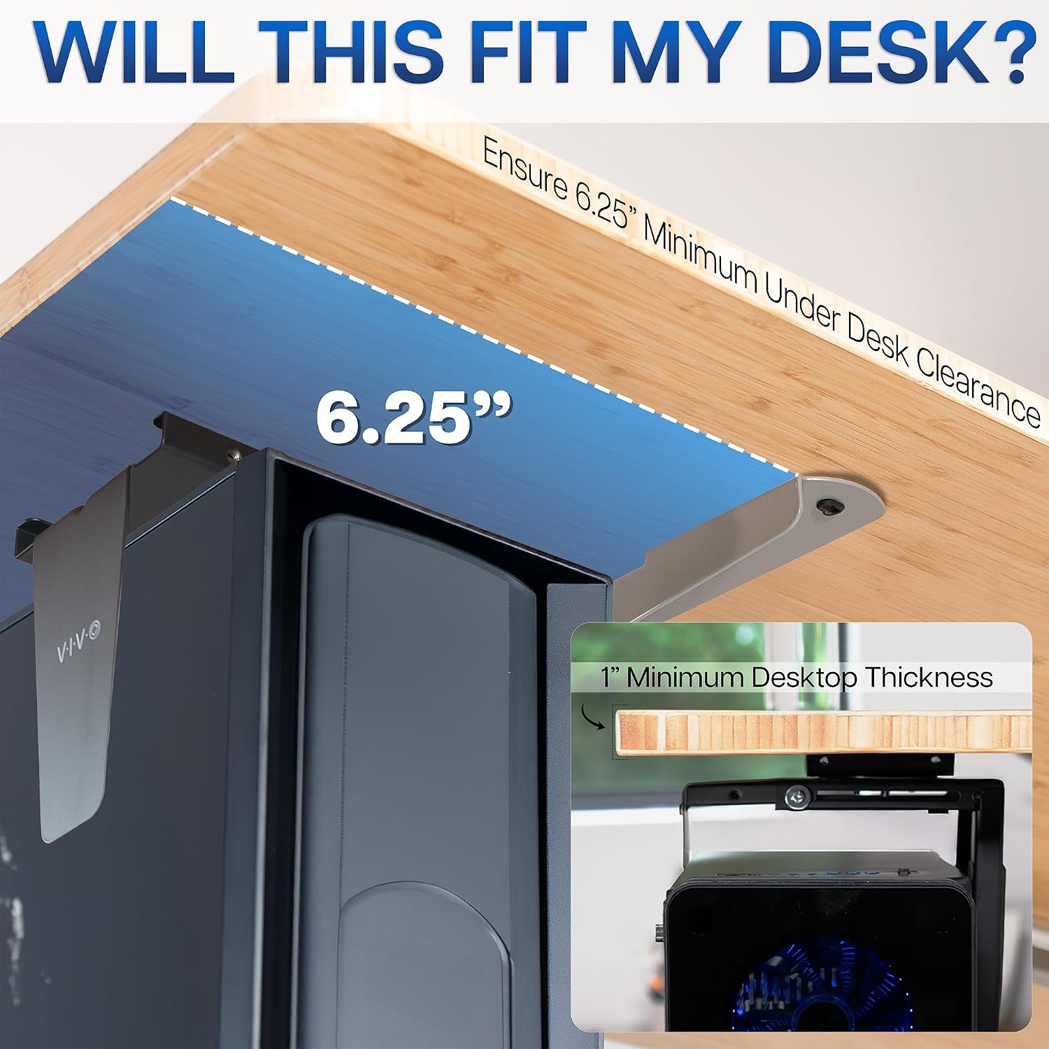 Under Desk PC Mount Adjustable Wall Computer Case Holder VIVO MOUNT-PC01