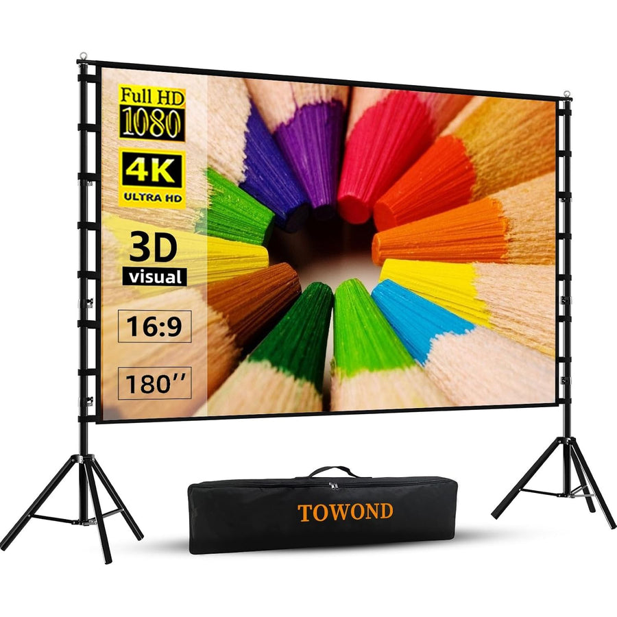 Projector Screen 180 Inch Large Projection Screen Stand Home Cinema TOWOND