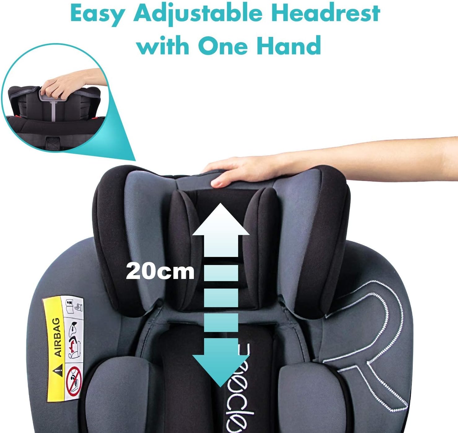 Reecle 360° Swivel Baby Car Seat ISOFIX Group 0+/1/2/3 (0-36kg), Black