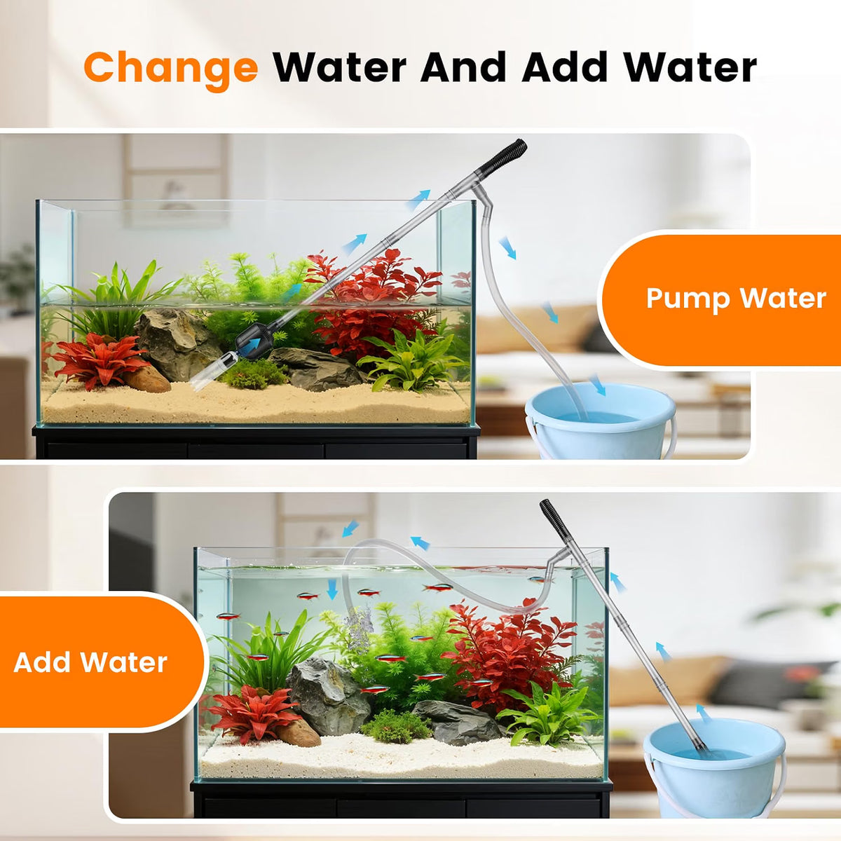Aquarium Gravel Cleaner 1350LPH 15W Electric Vacuum Water Changer Filter hygger