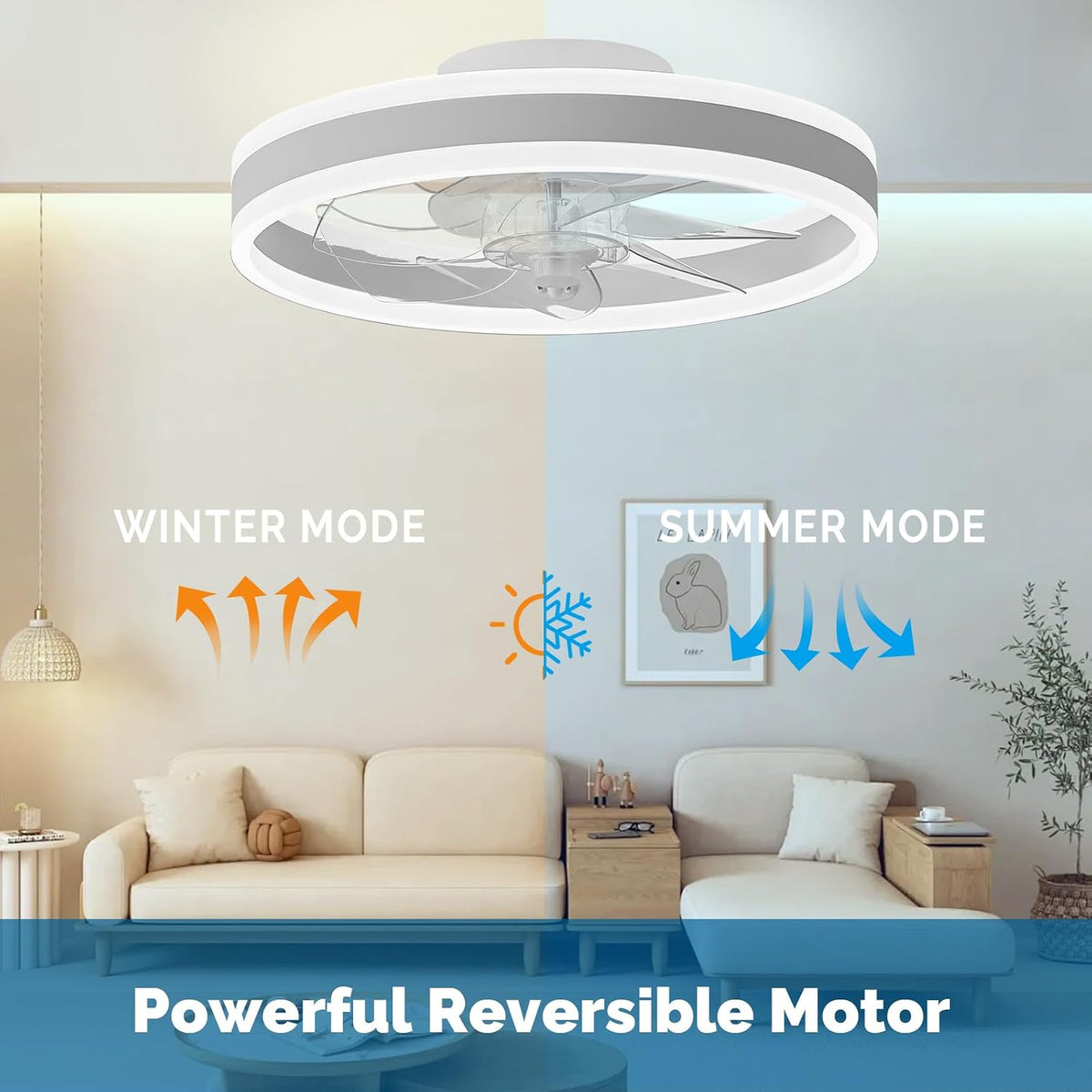 Smart Ceiling Fan with Light 16 Inch Alexa Google App Remote White CHANFOK