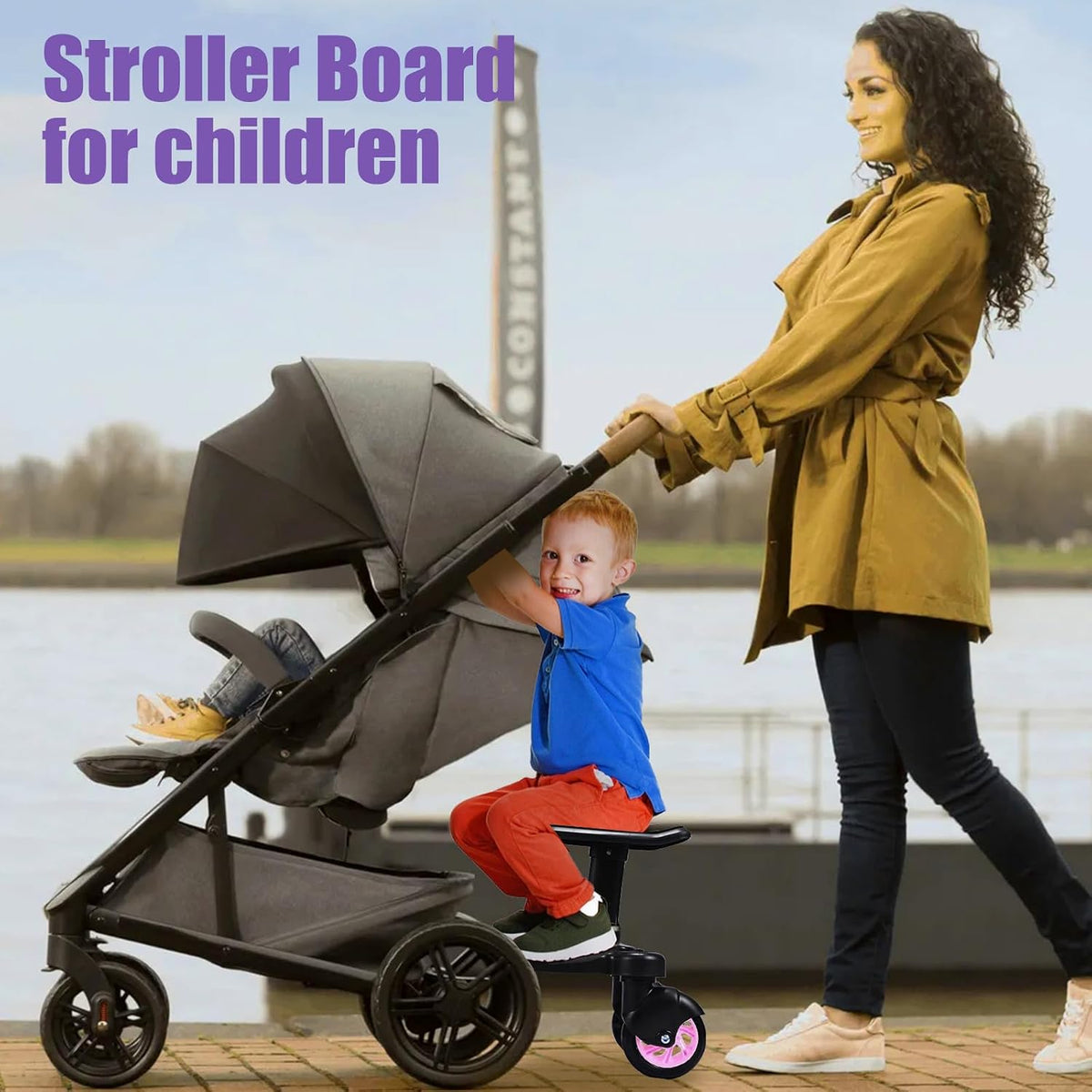 Buggy Board with Seat Toddler Stroller Ride On Board Universal Pushchair Platform