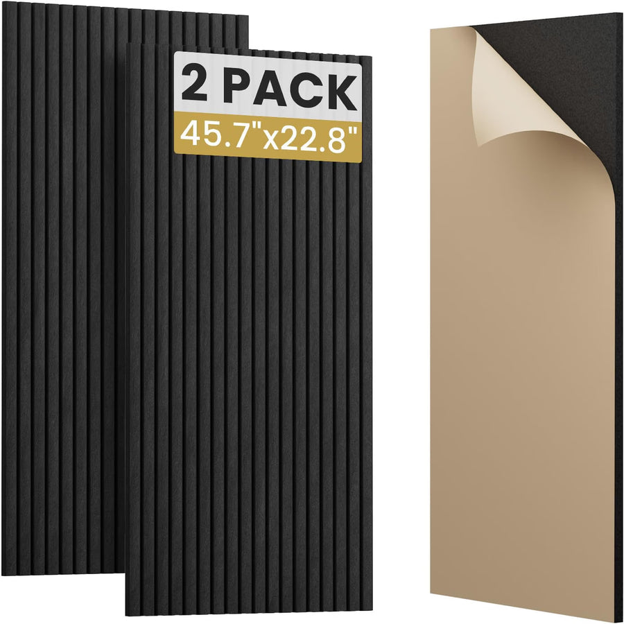 Acoustic Panels 2 Pack 3D Self Adhesive Sound Absorbing Wall Panels Black Studio