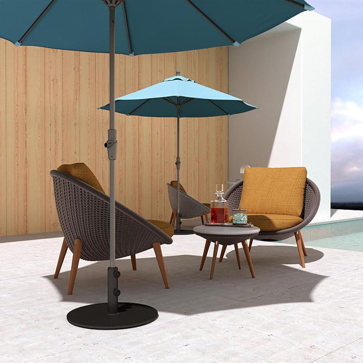 Parasol Base 15kg Heavy Duty Steel Plate 4 Non Slip Pads Black Helios&Hestia