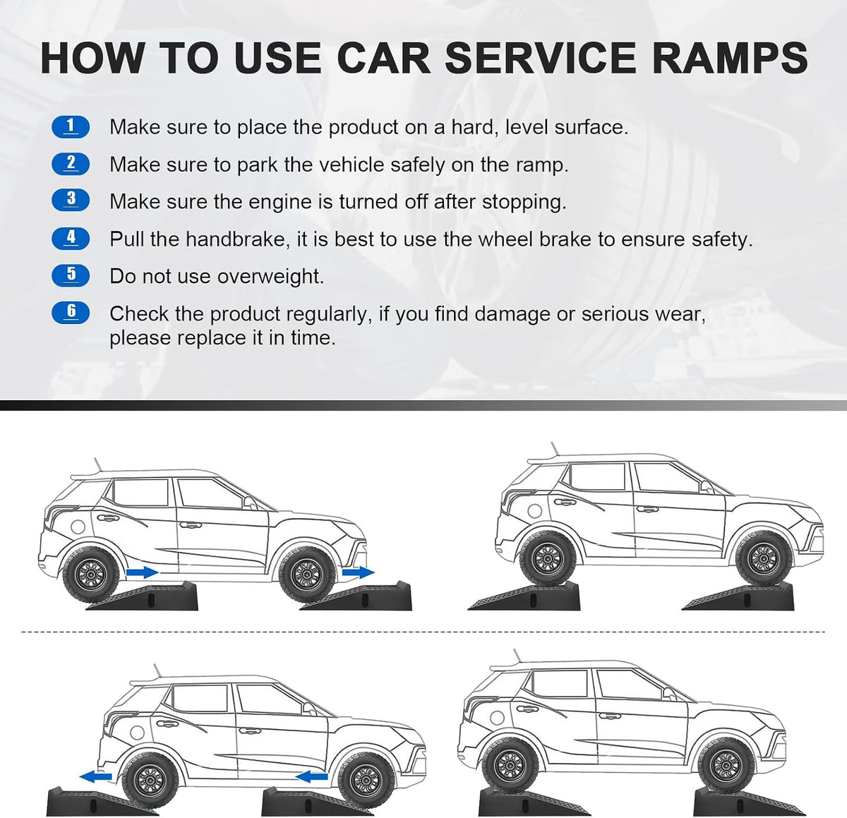 Car Ramps 3 Tonne Heavy Duty 2 Pack Plastic Vehicle Service Oil Change LIEKUMM
