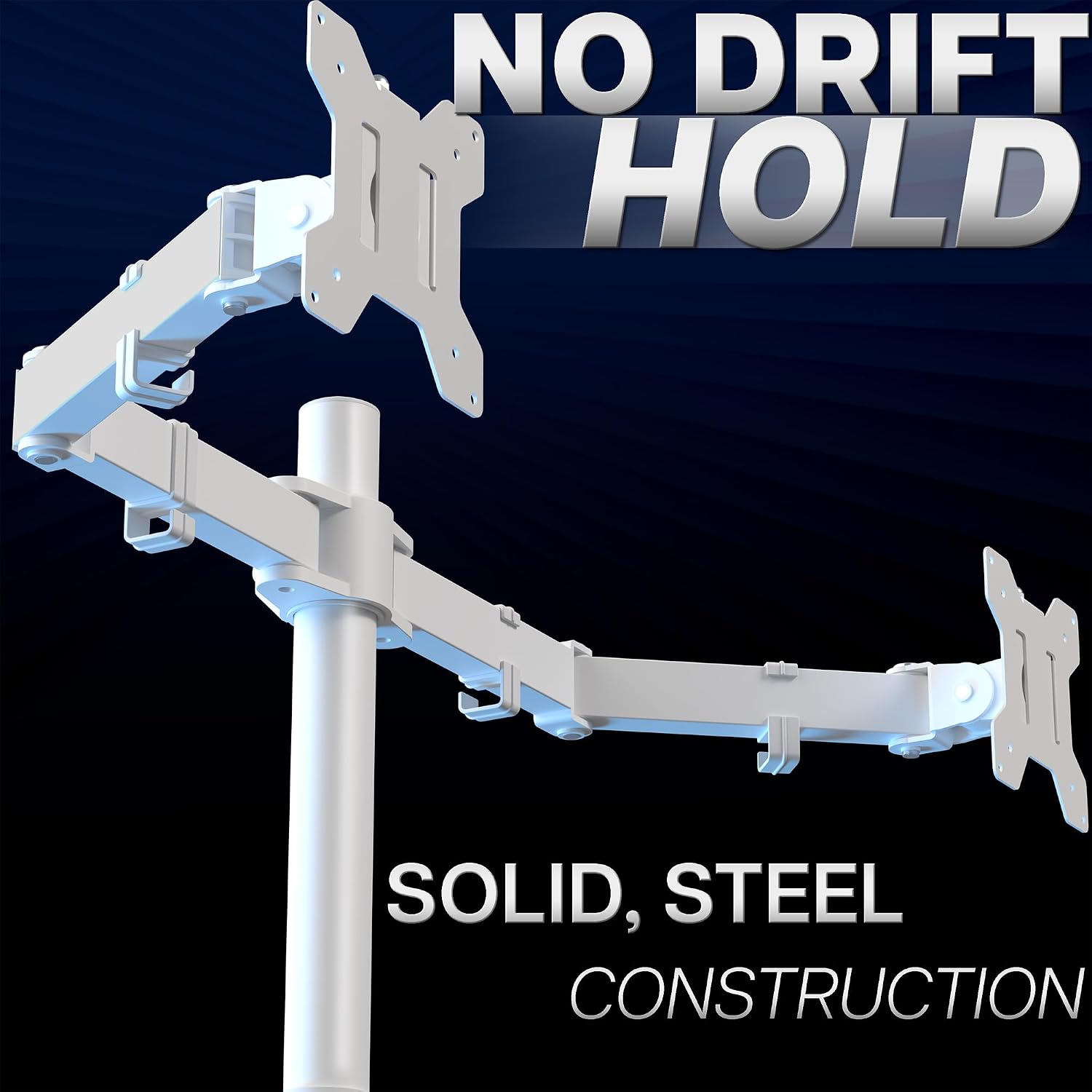 Dual Monitor Desk Mount 13-27 Inch Heavy Duty Adjustable White VIVO