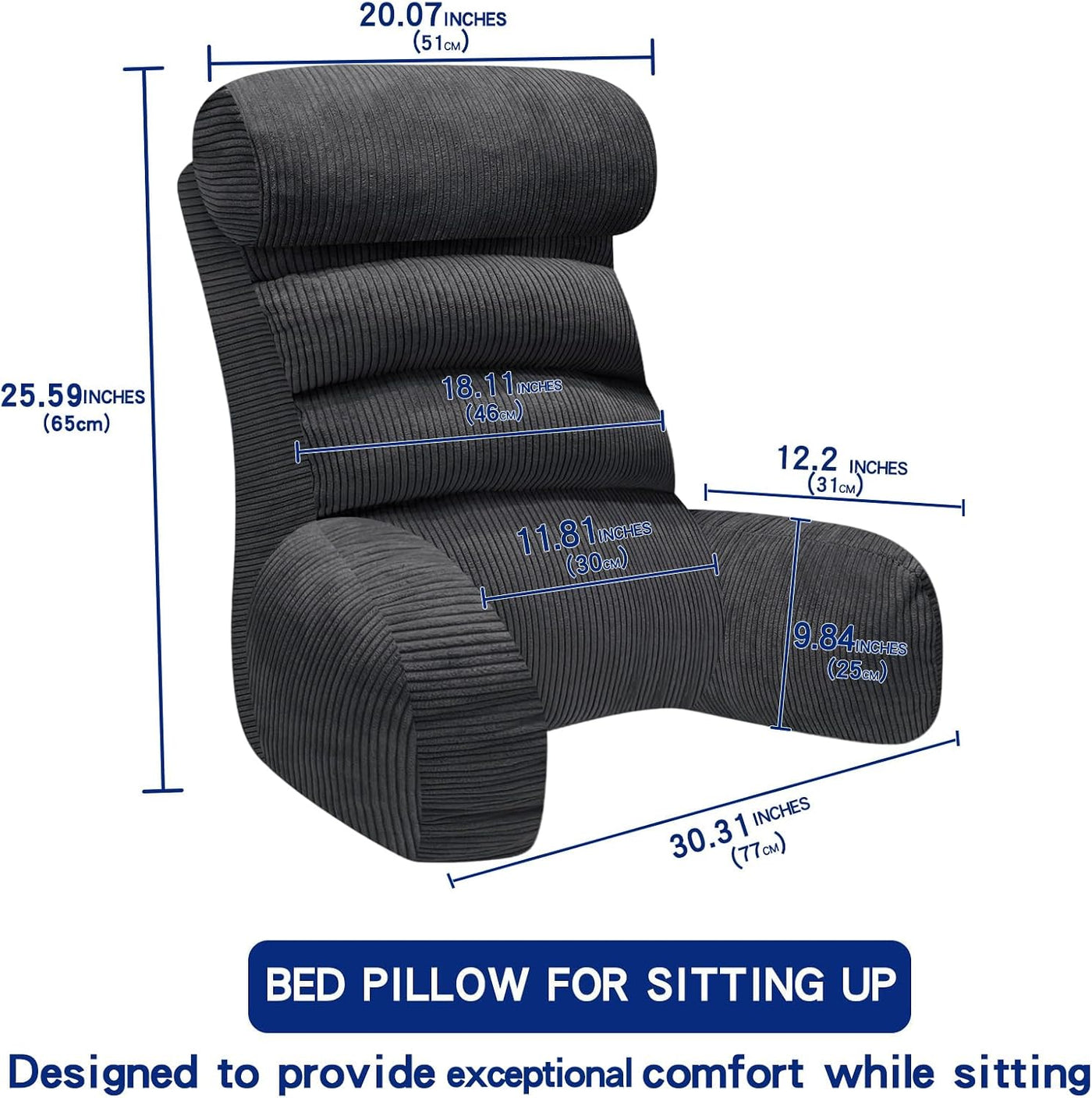Reading Pillow for Bed Back Support Cuddle Cushion Sitting Upright Comfort Support-Orange Red