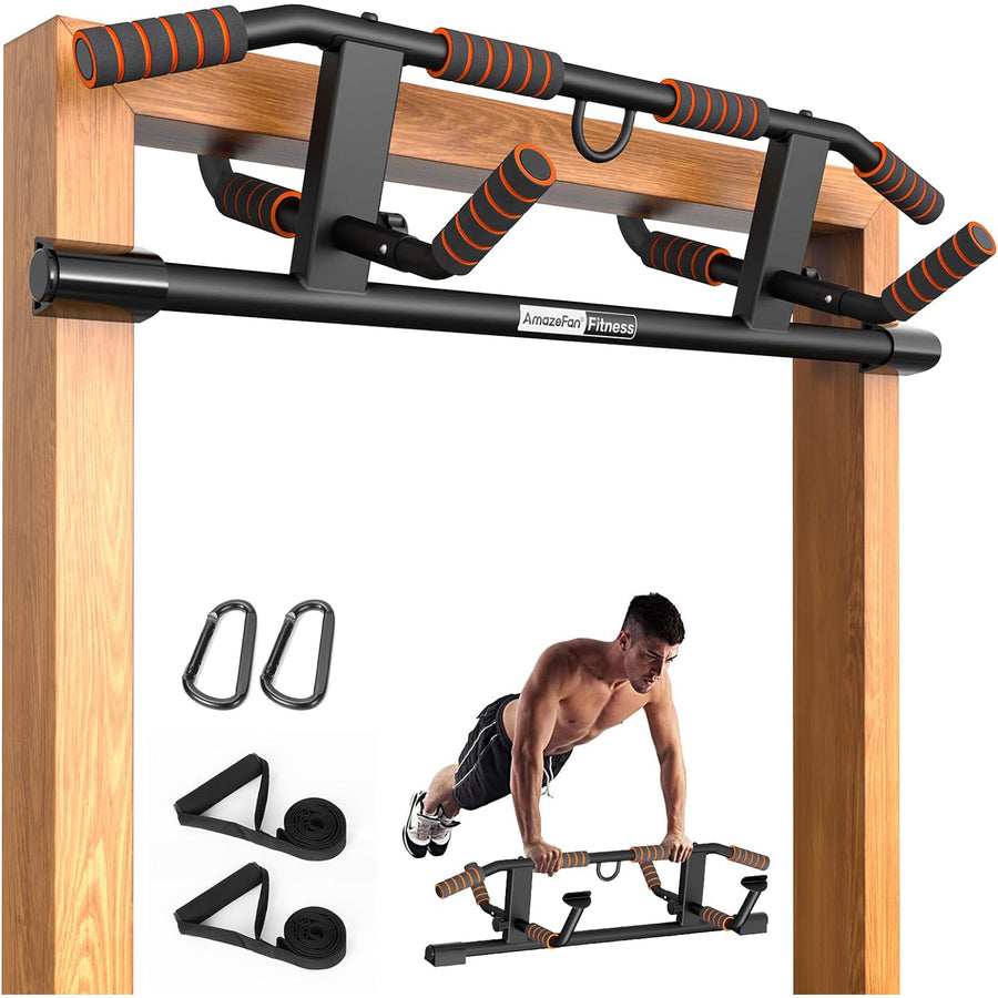 AmazeFan Pull Up Bar Doorway Ergonomic Multi-Grip, Home Gym, Fits Most Doors